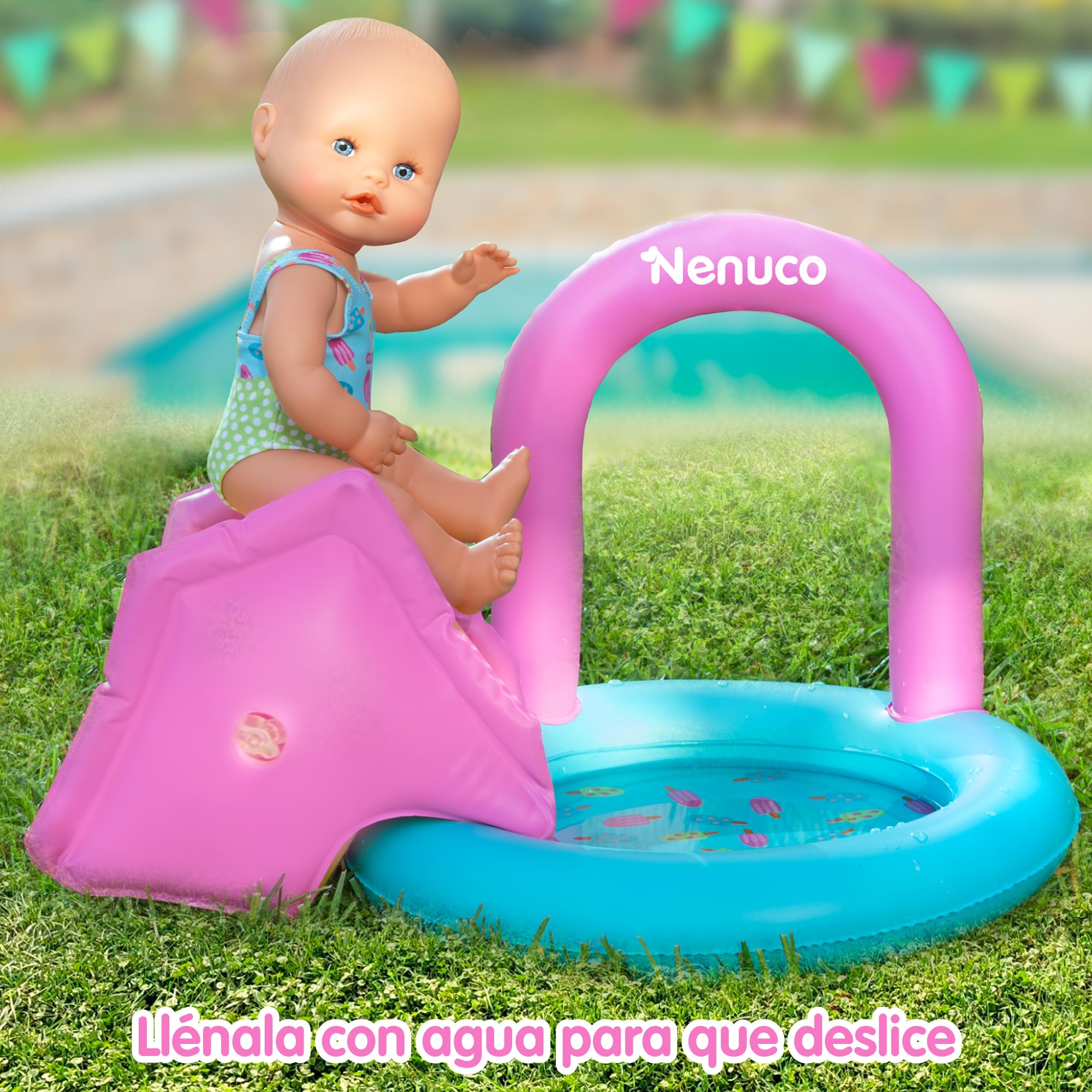 Nenuco Pool Party Festa in Piscina Bambola 35 cm con Scivolo