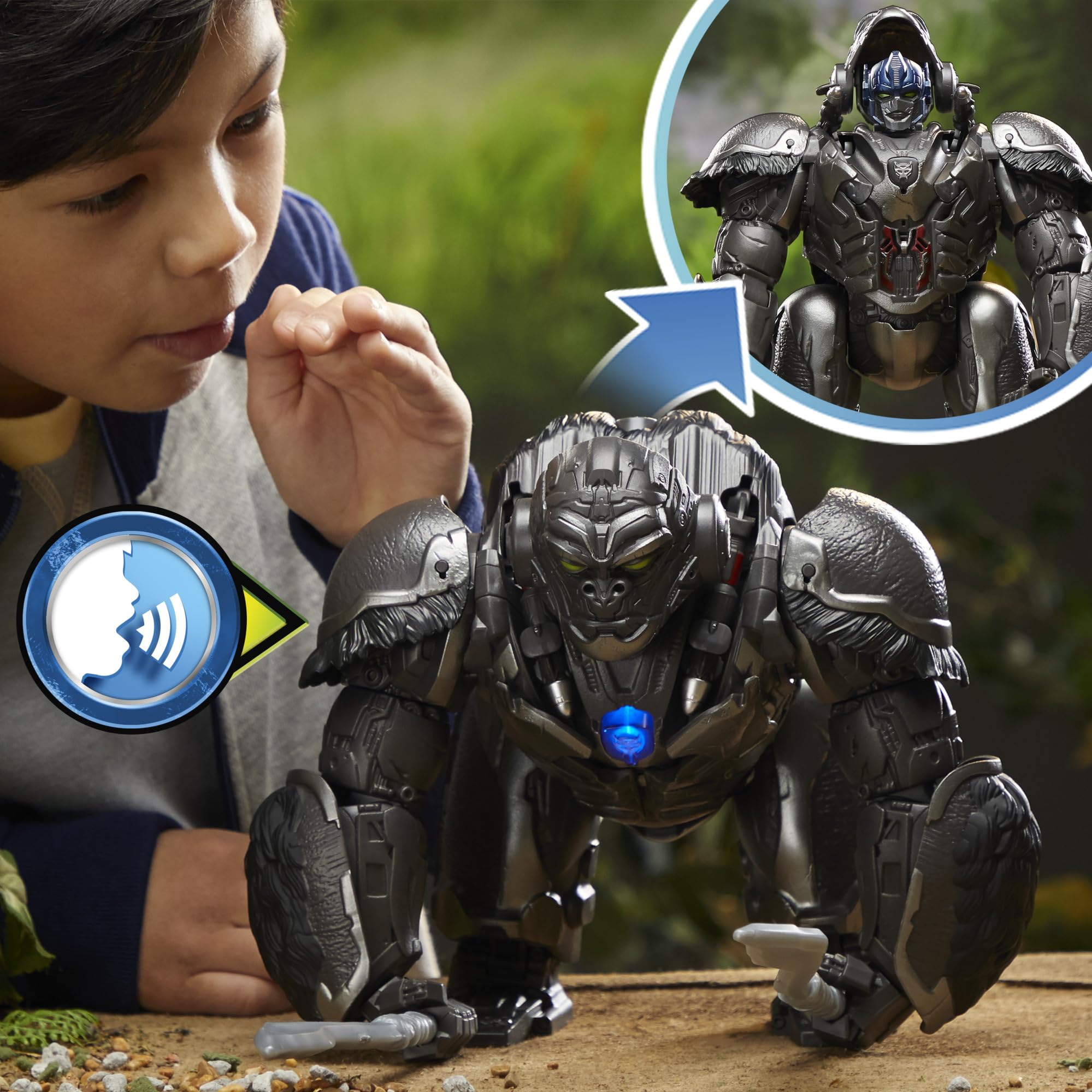 Transformers Rise of the Beasts Command Convert Optimus Primal elettronico 31,5 cm