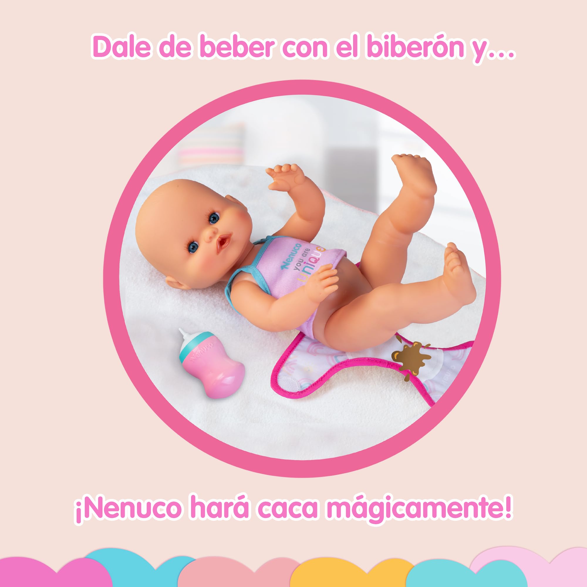 Nenuco Popò NFNB3000 bambola 35 cm con biberon e pannolini
