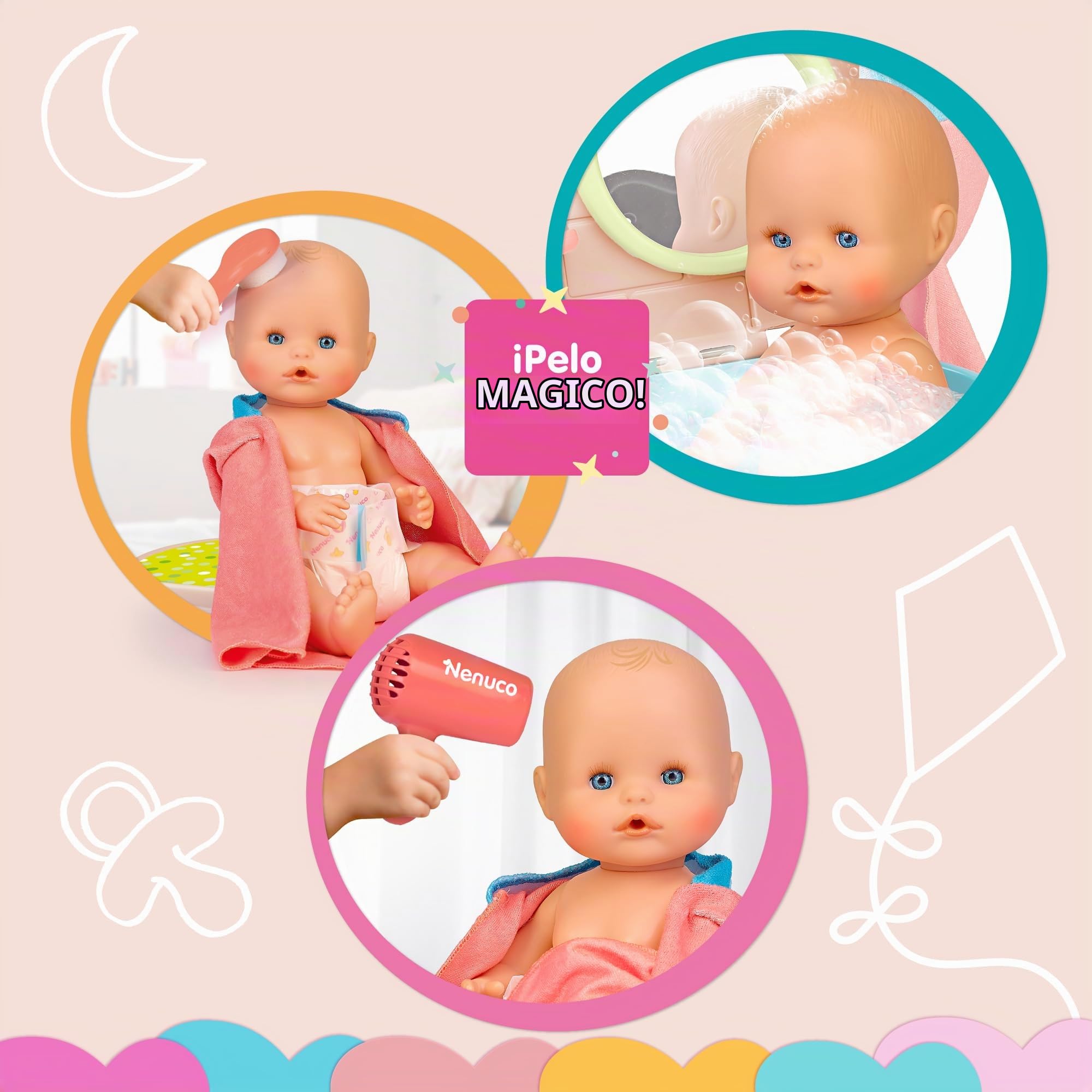 Nenuco Bagnetto Bolle bambola 35 cm con vasca 2 in 1