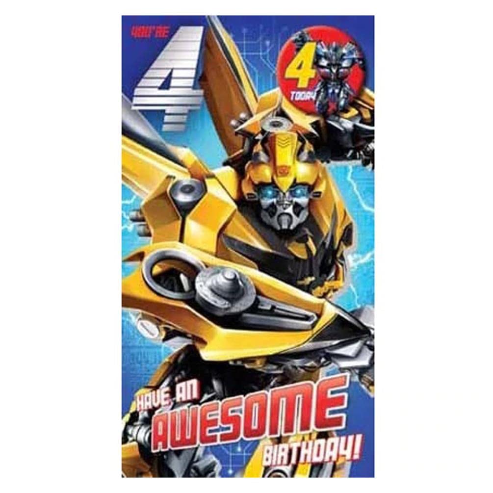 Transformers biglietto auguri 4 anni compleanno con busta