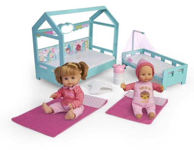 Nenuco Sorelline a Letto Cameretta 35 cm + 25 cm 2 Bambole