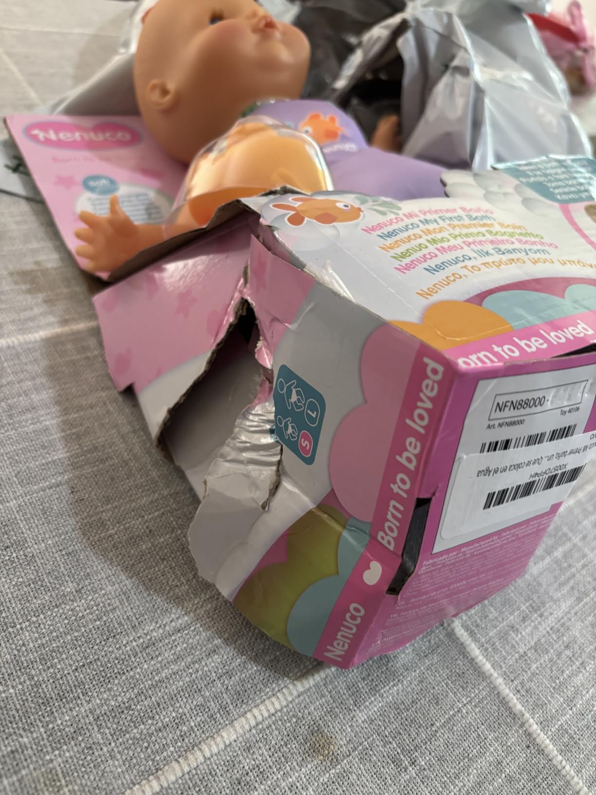 Nenuco Mio Primo Bagnetto Bambola Morbida 35 cm Costume Rosa