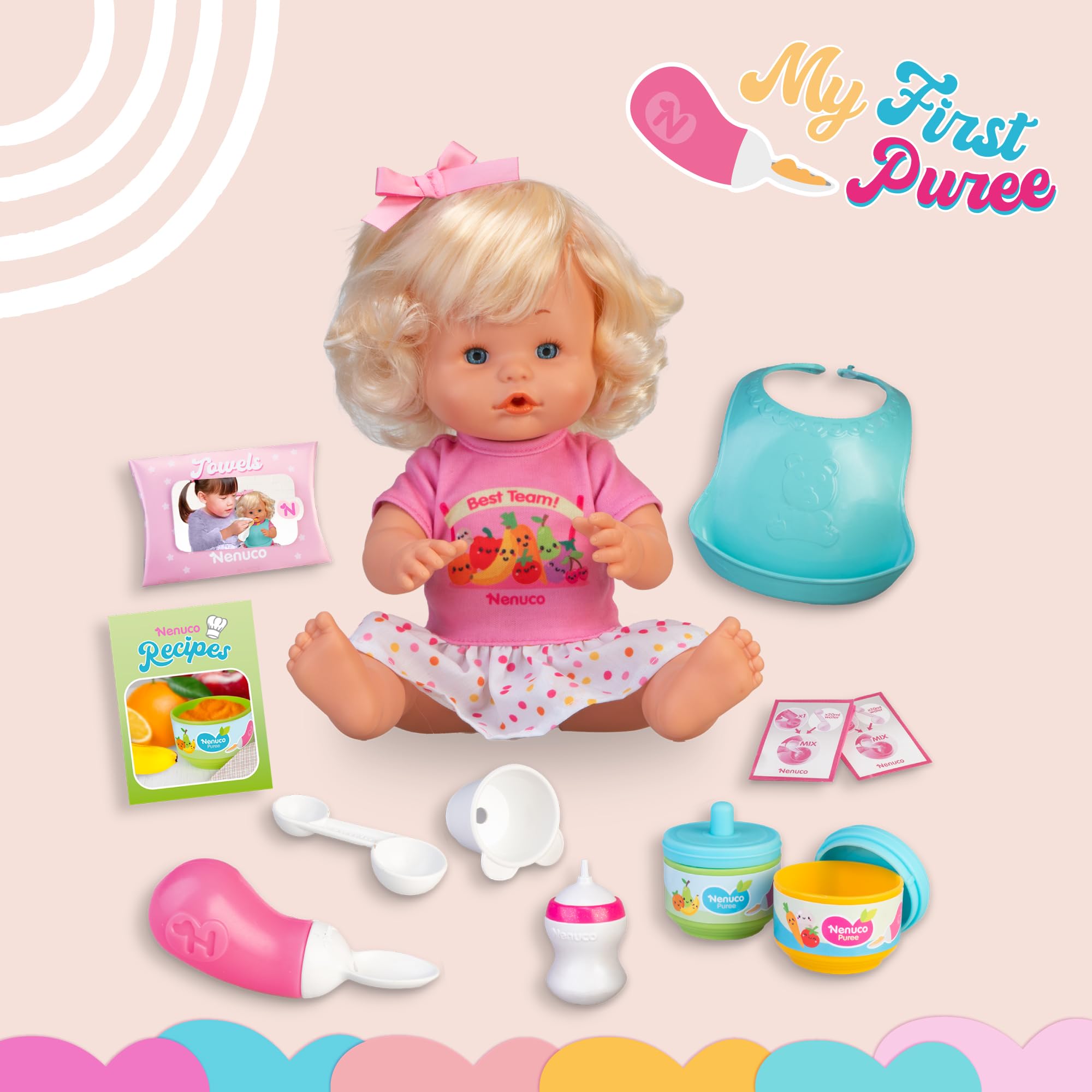 Nenuco Prima Pappa bambola 35cm bionda con accessori