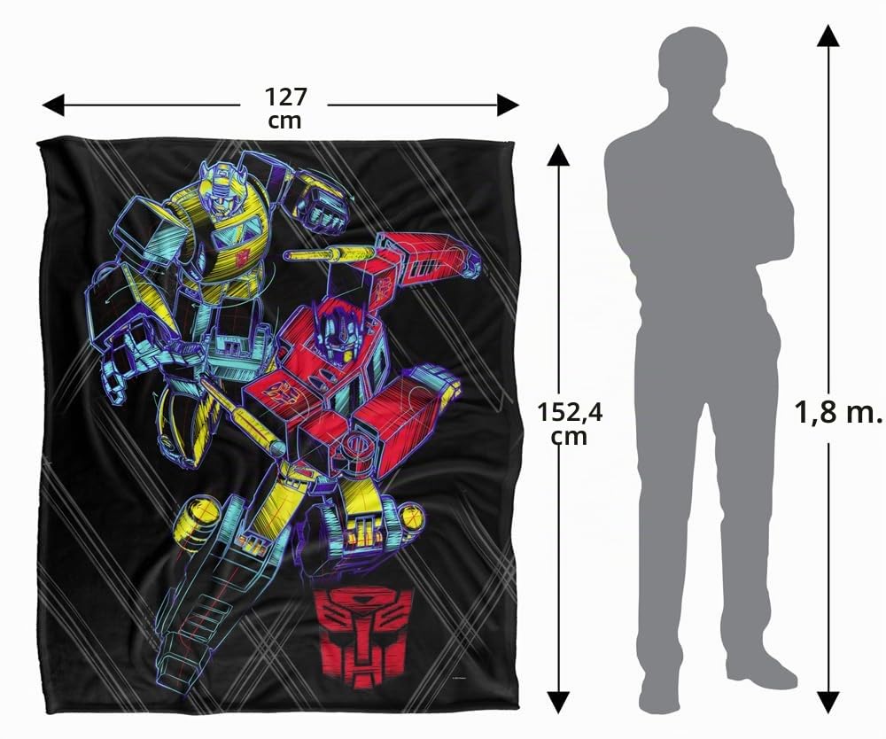 Transformers Sketchy Optimus e Bumblebee coperta pile 152x127 cm