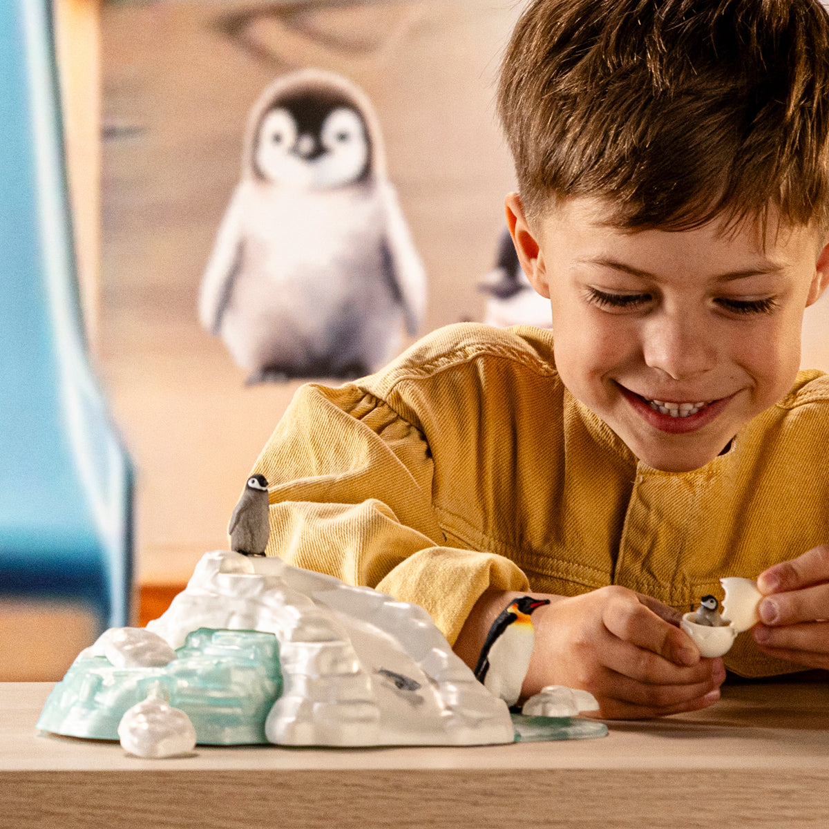 Schleich Wild Life Famiglia di pinguini set giocattolo scivolo ghiaccio