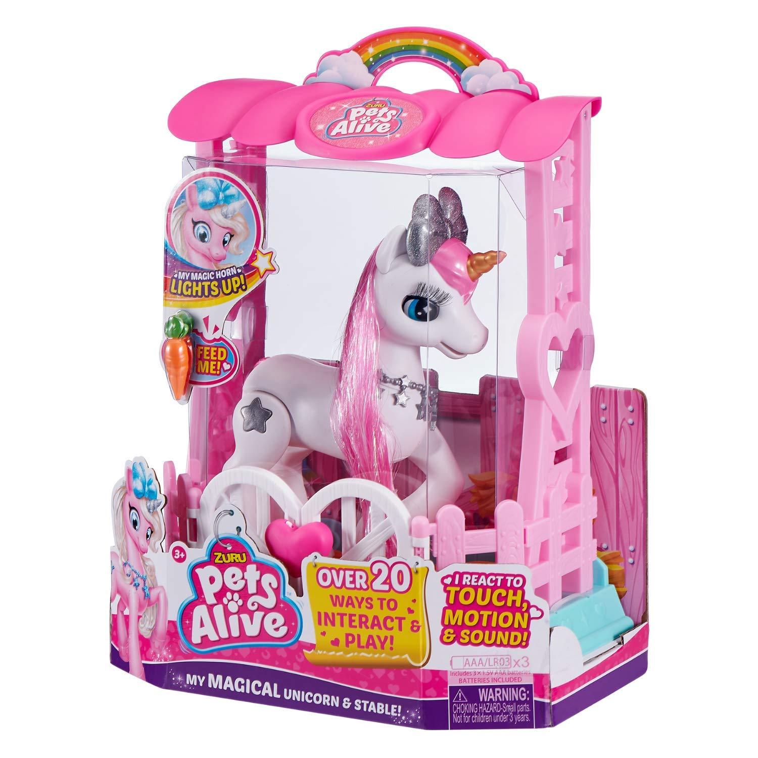 Pets Alive Unicorno peluche elettronico bianco rosa con luci