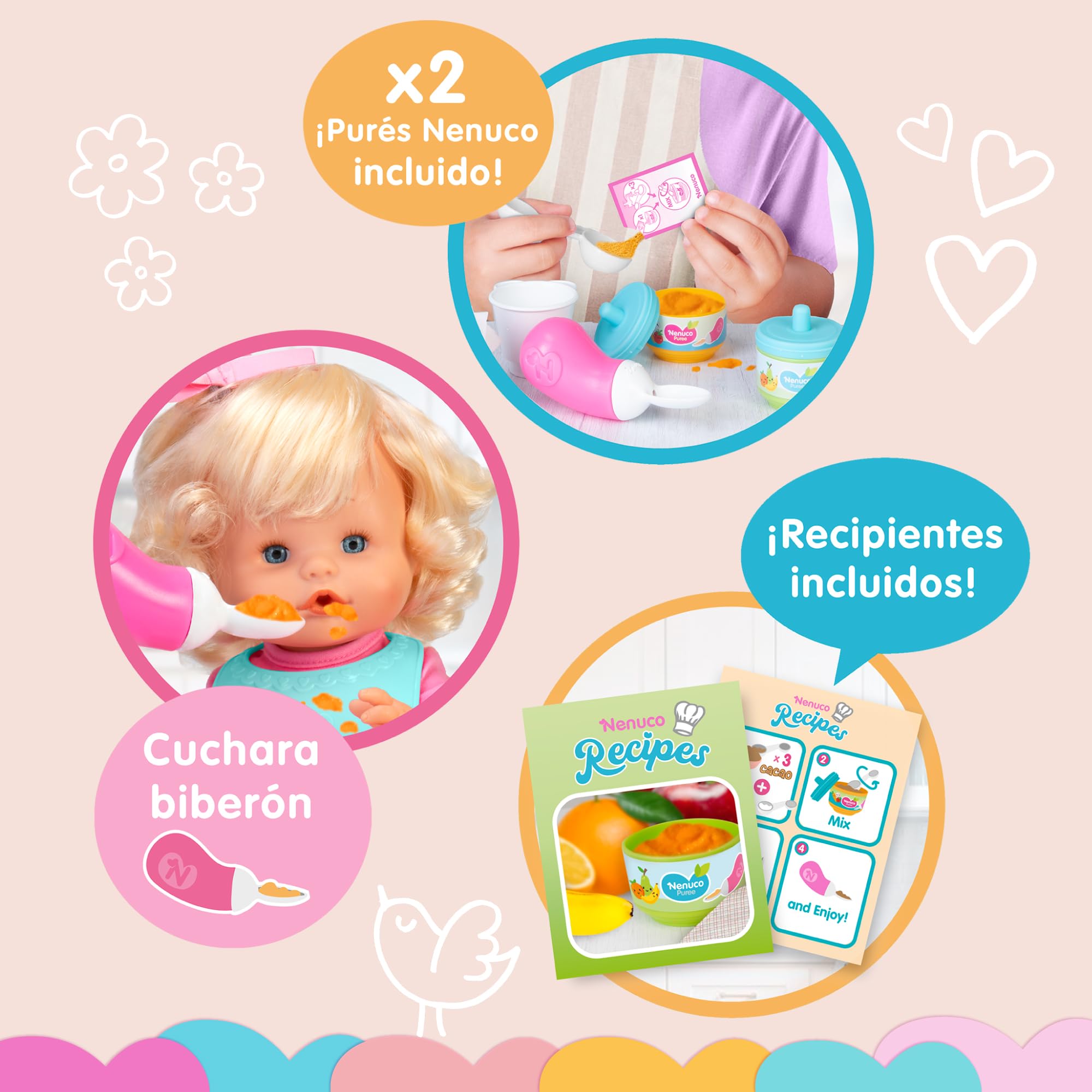 Nenuco Prima Pappa bambola 35cm bionda con accessori