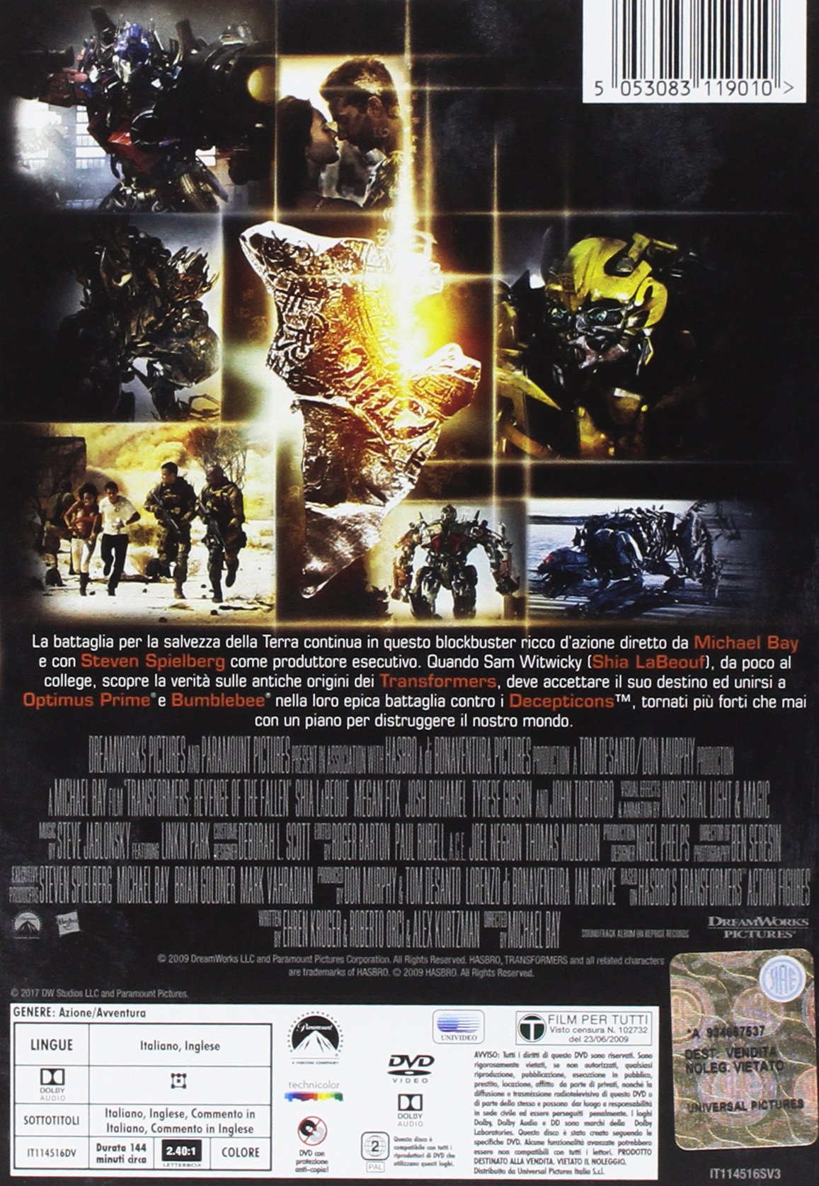 Transformers Movies DVD La Vendetta del Caduto Disco Singolo