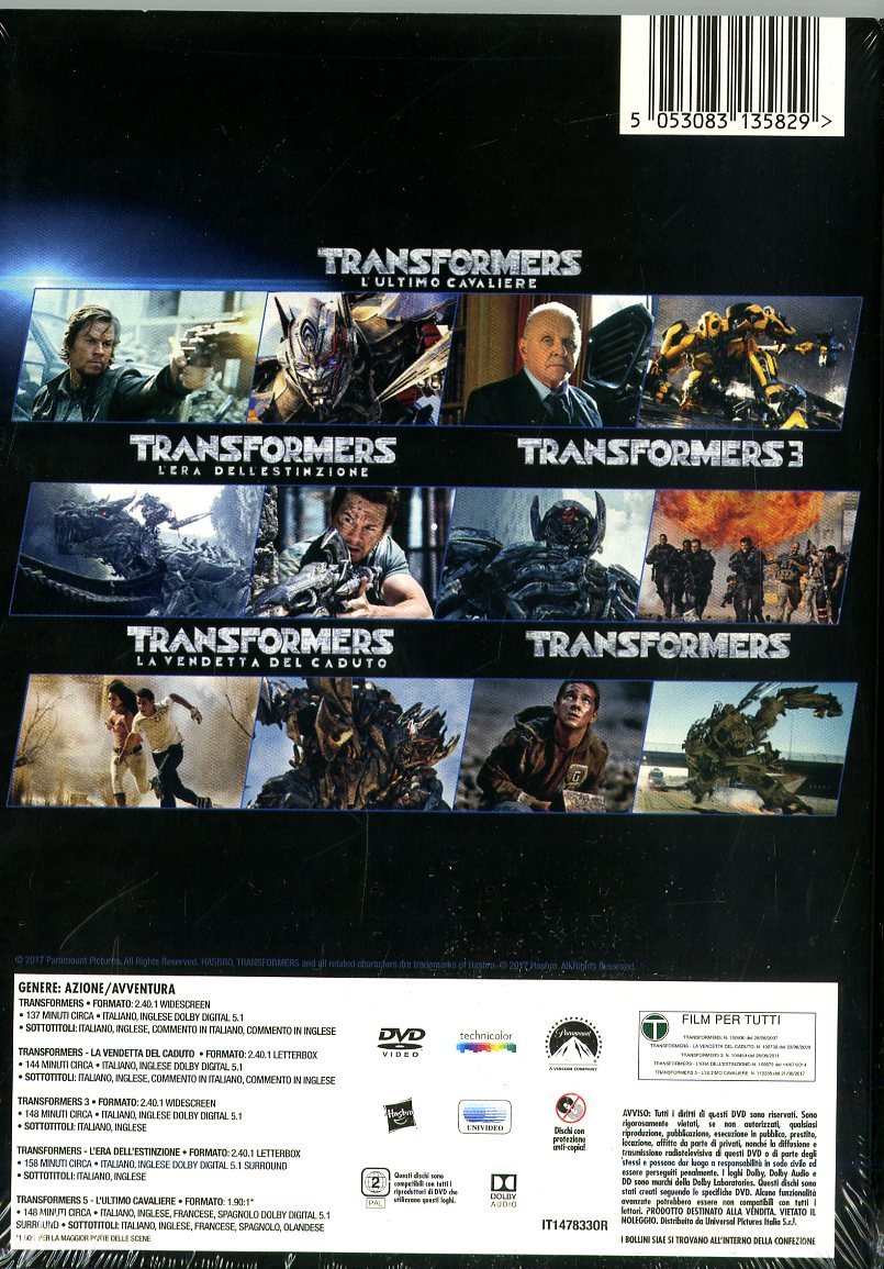 Transformers Collezione cofanetto 5 DVD saga film