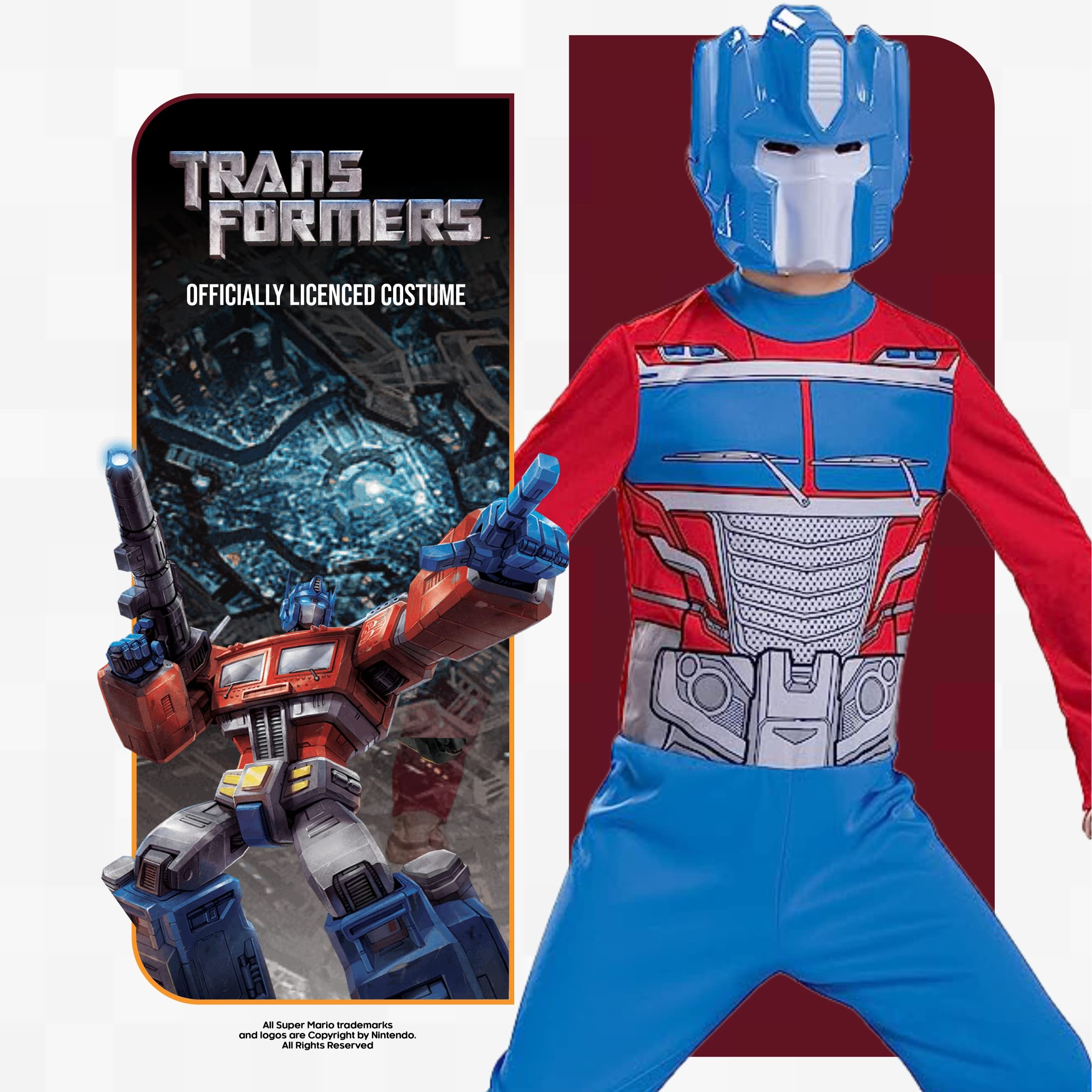 Transformers Optimus Prime costume bambino M tuta e maschera