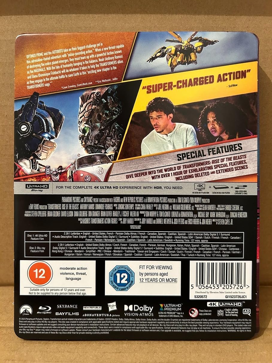 Transformers Rise of the Beasts film 4K UHD + Blu-ray