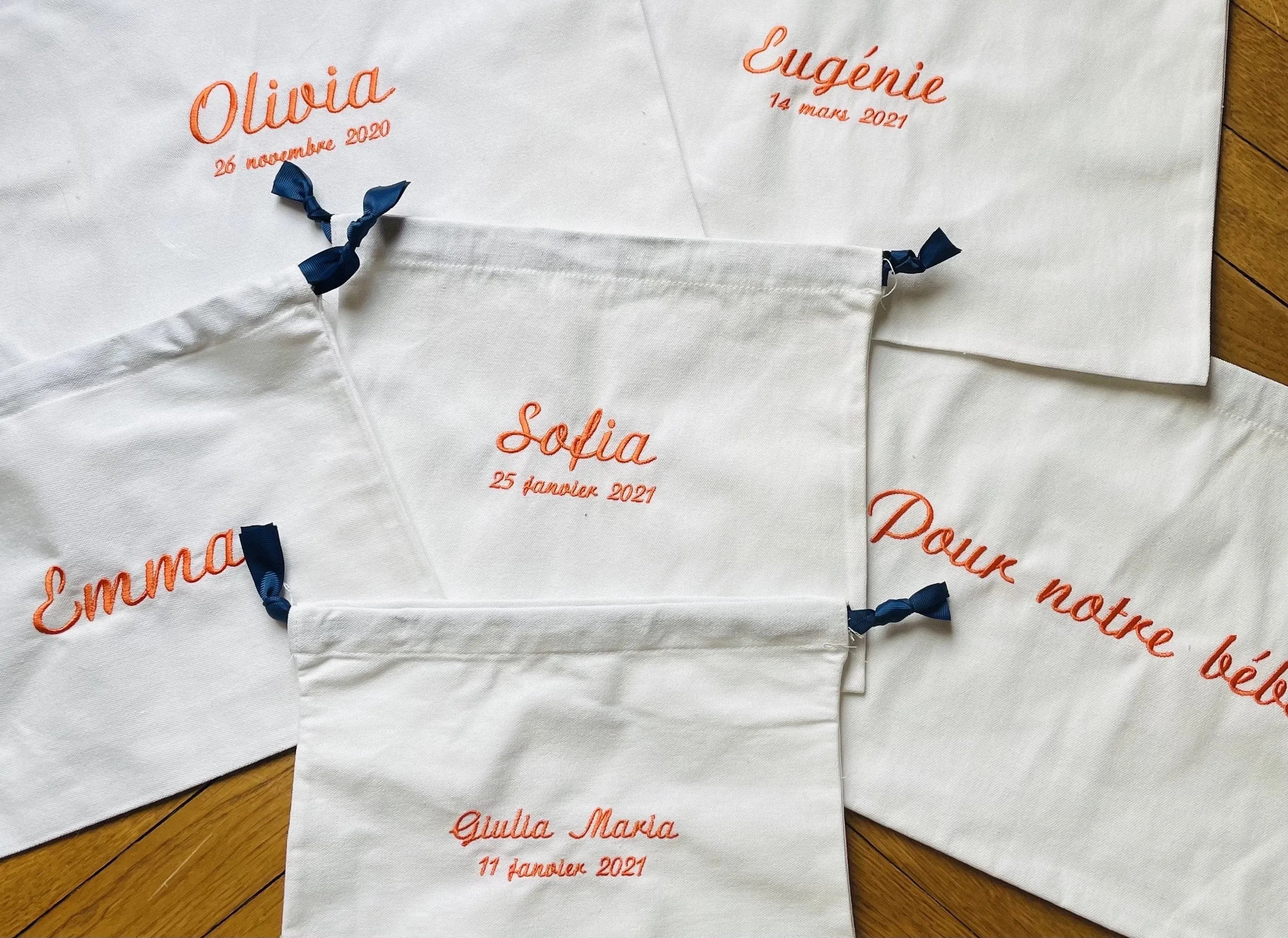 La Pelucherie Personalisation sacchetto ricamato accessorio nascita