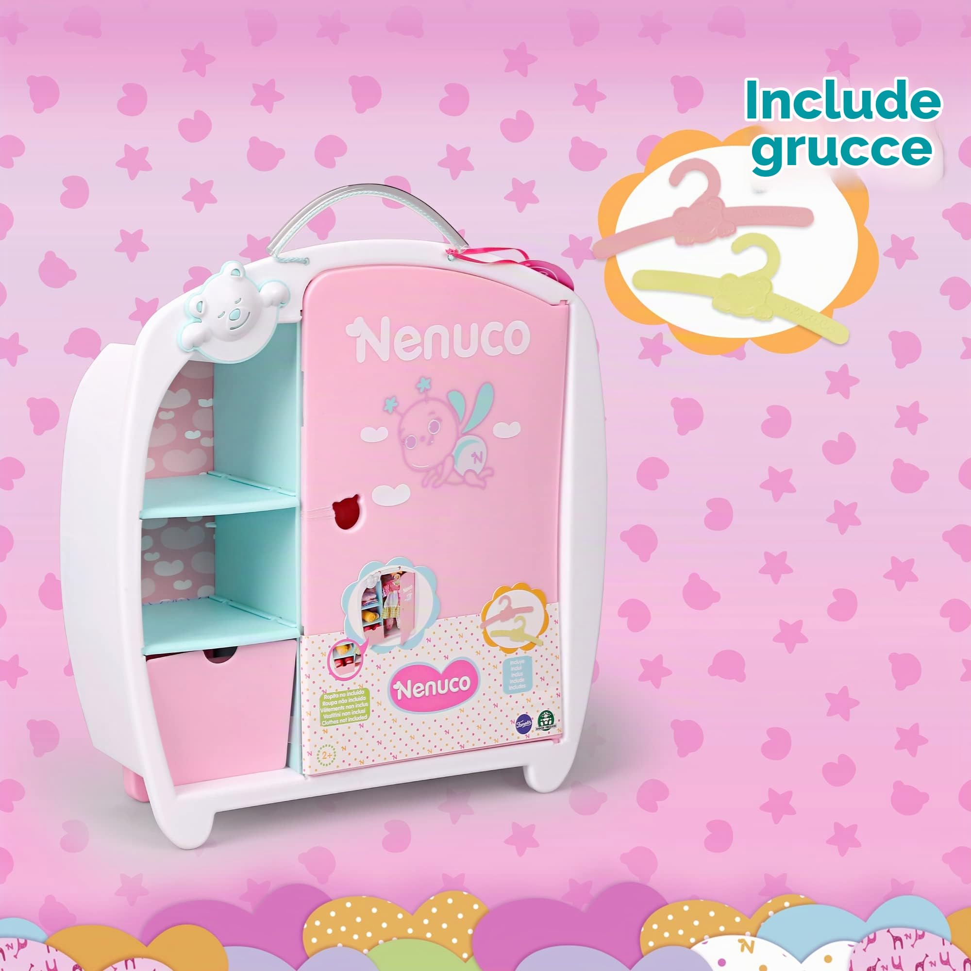 Nenuco Accessori armadio rosa bambole 35-42 cm 2 grucce