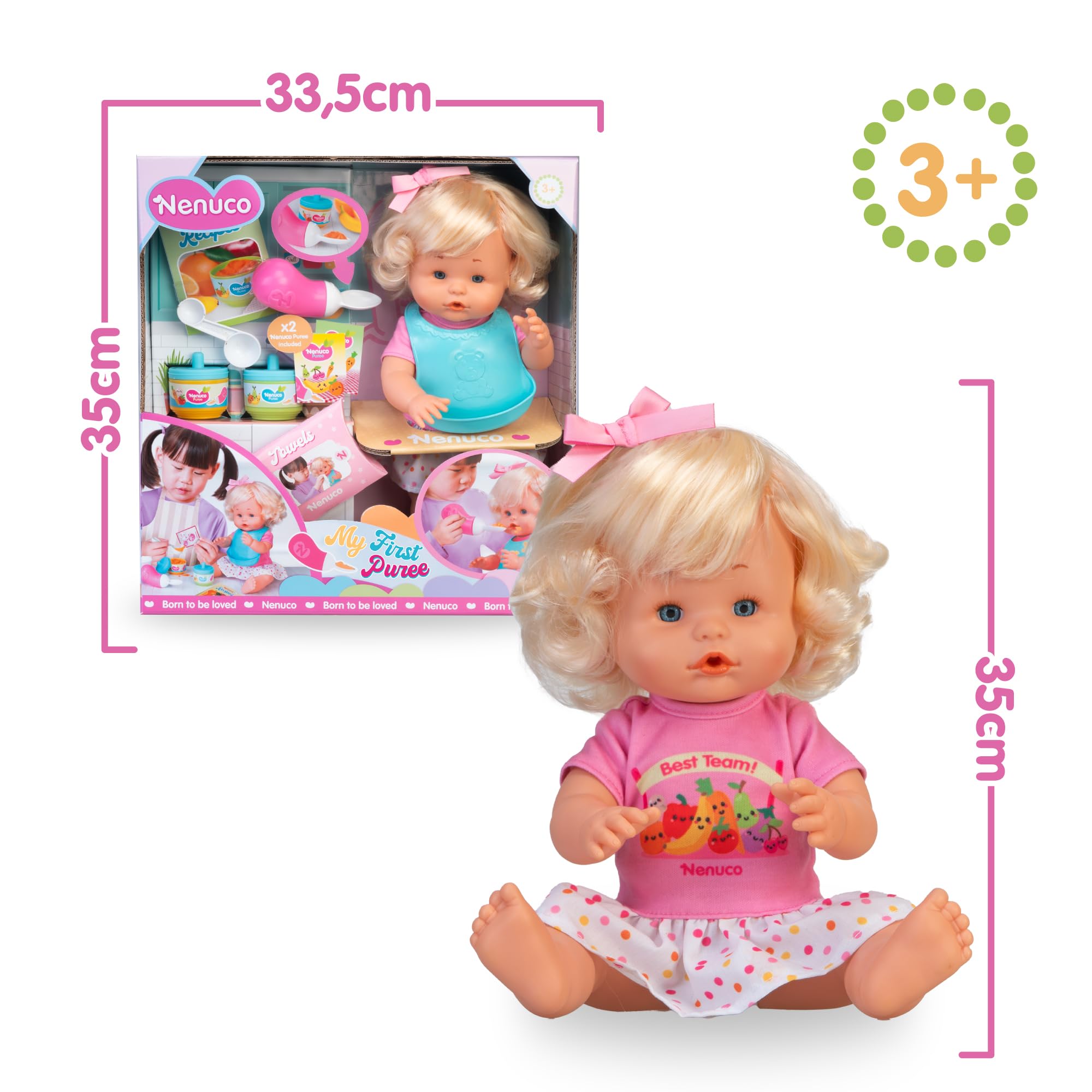 Nenuco Prima Pappa bambola 35cm bionda con accessori