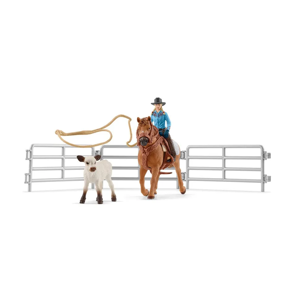 Schleich Horse Club Team Roping Cowgirl 42577 set cavallo