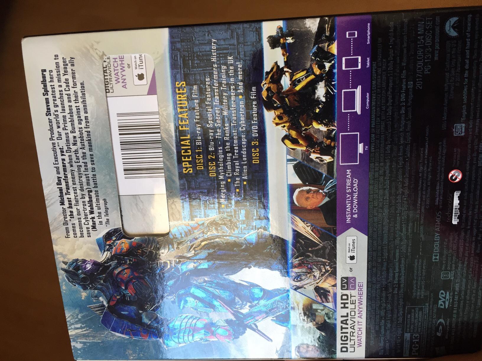 Transformers 5 The Last Knight film DVD edizione base
