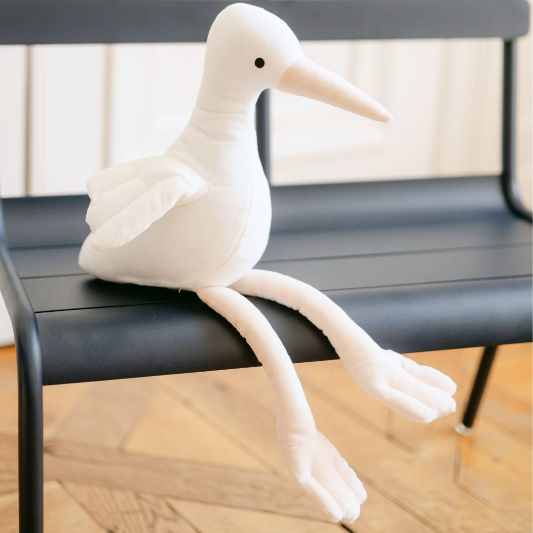 La Pelucherie Doudou Cicogna 38 cm Bianco