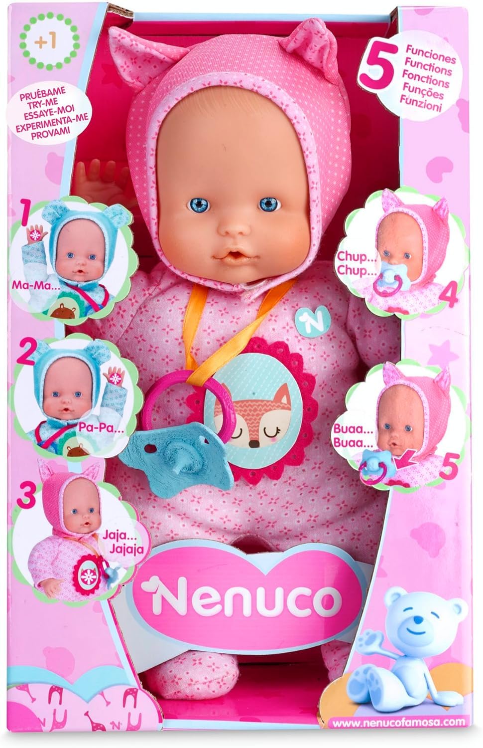 Nenuco Blandito 5 Funzioni Bambola Rosa 30 cm con Suoni