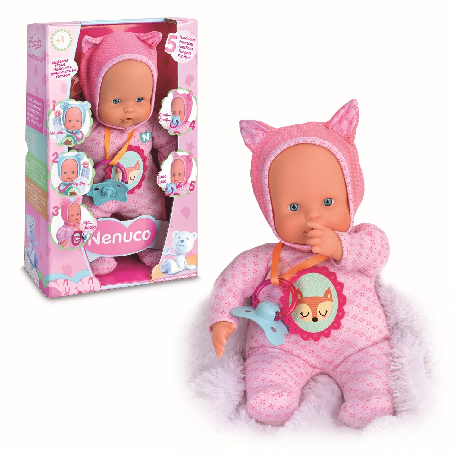 Nenuco Blandito 5 Funzioni Bambola Rosa 30 cm con Suoni