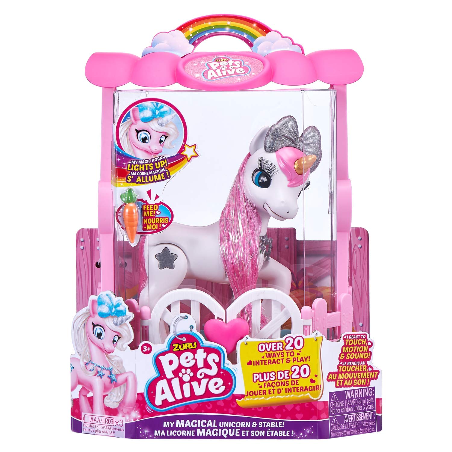Pets Alive Unicorno peluche elettronico bianco rosa con luci