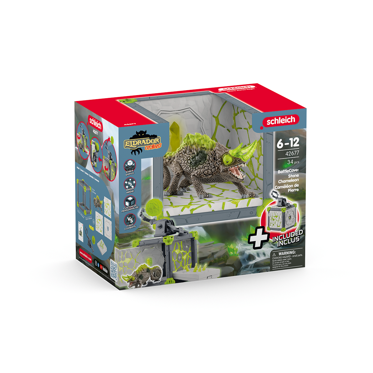 Schleich Eldrador BattleCave Camaleonte di pietra playset catapulta