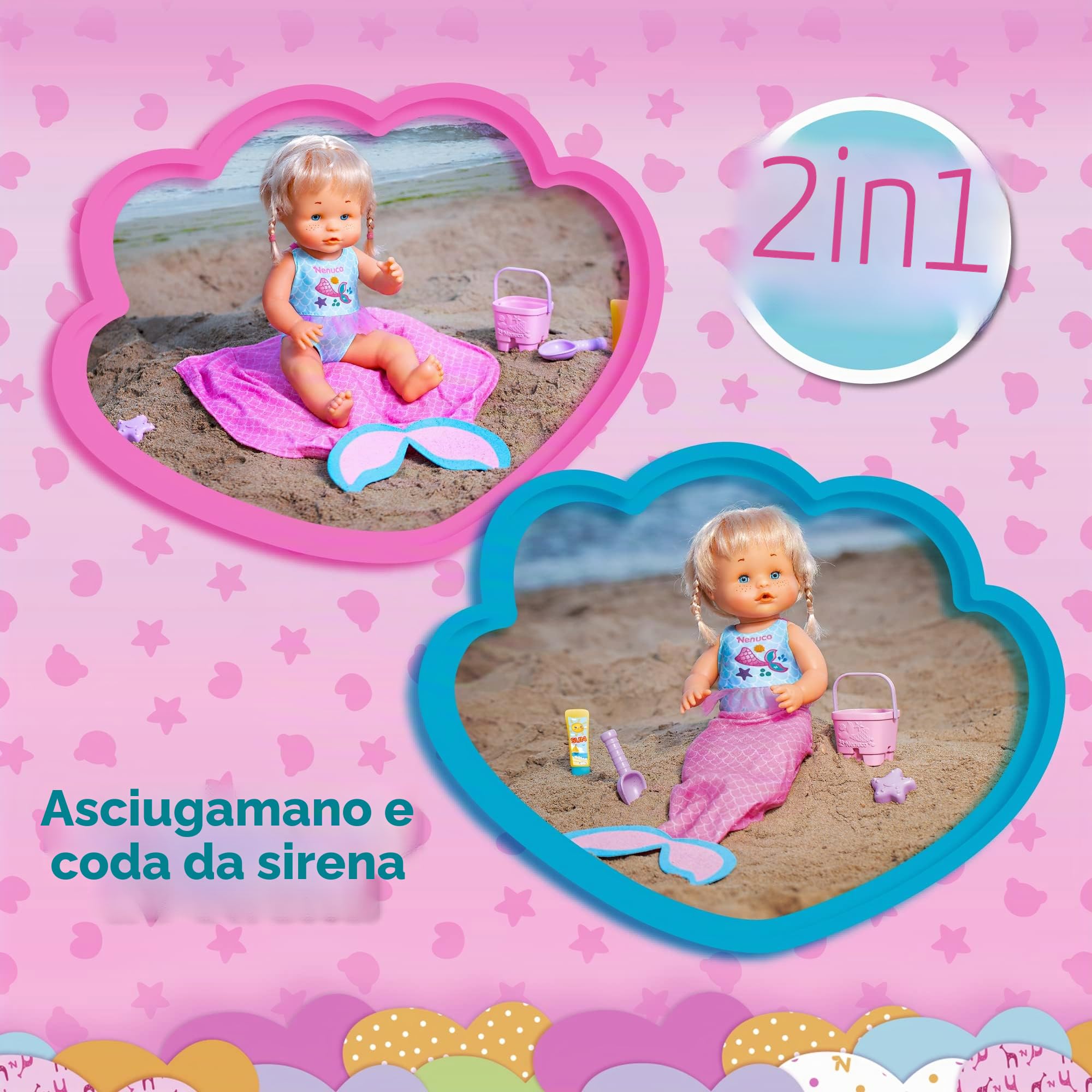Nenuco Bambole sirenetta bambola 35 cm con accessori spiaggia