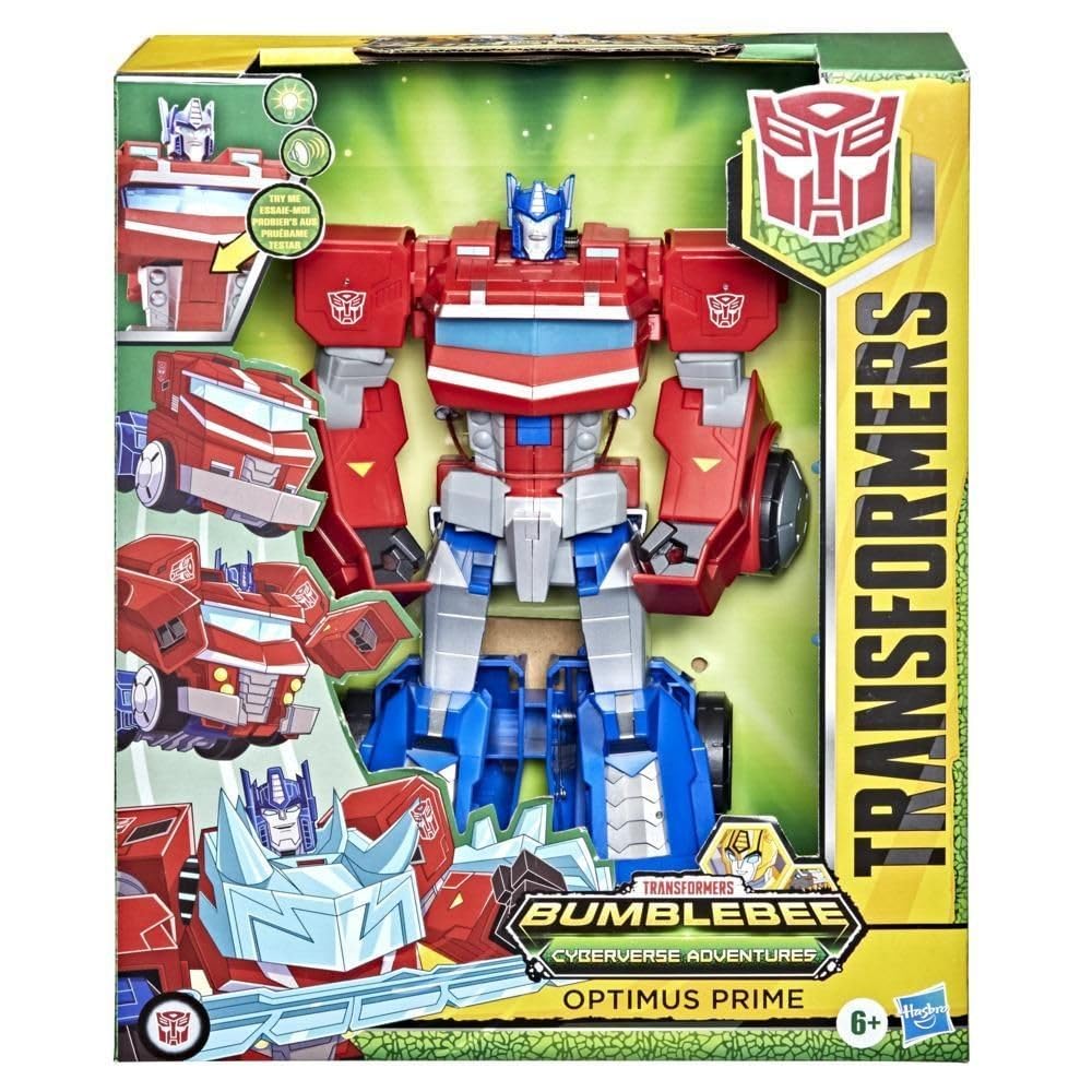 Transformers Cyberverse Optimus Prime action figure camion luci