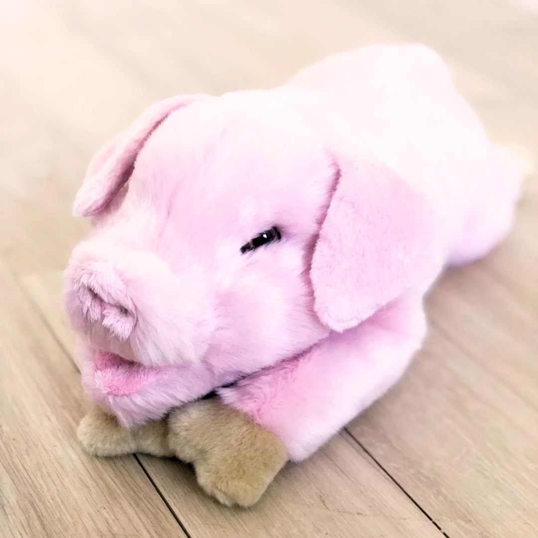 La Pelucherie Fattoria Maiale Georges peluche 40cm rosa
