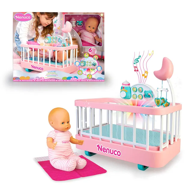 Nenuco Culla Dolce Nanna bambola 35 cm con culla interattiva