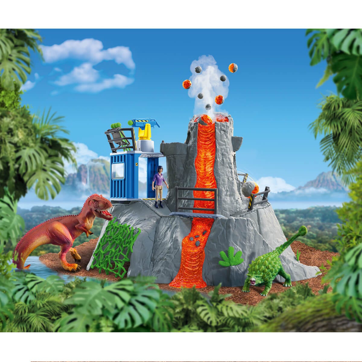 Schleich Dinosaurs Grande spedizione vulcano 42564 playset led