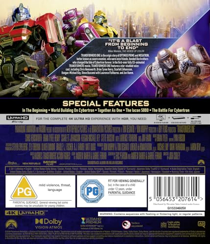Transformers One 4K UHD Blu-ray film animazione origine Cybertron