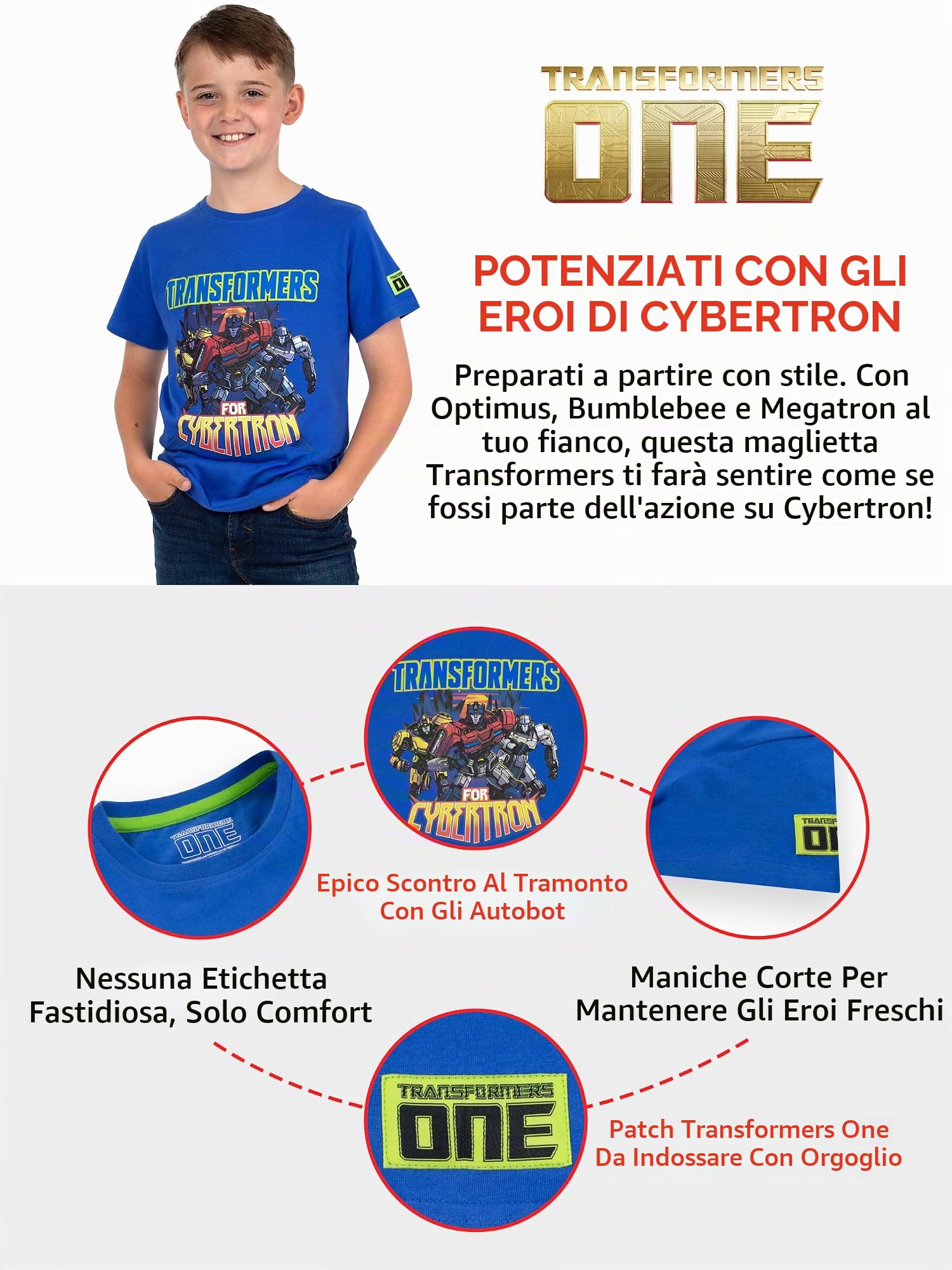 Transformers maglietta bambino blu 18-24 mesi