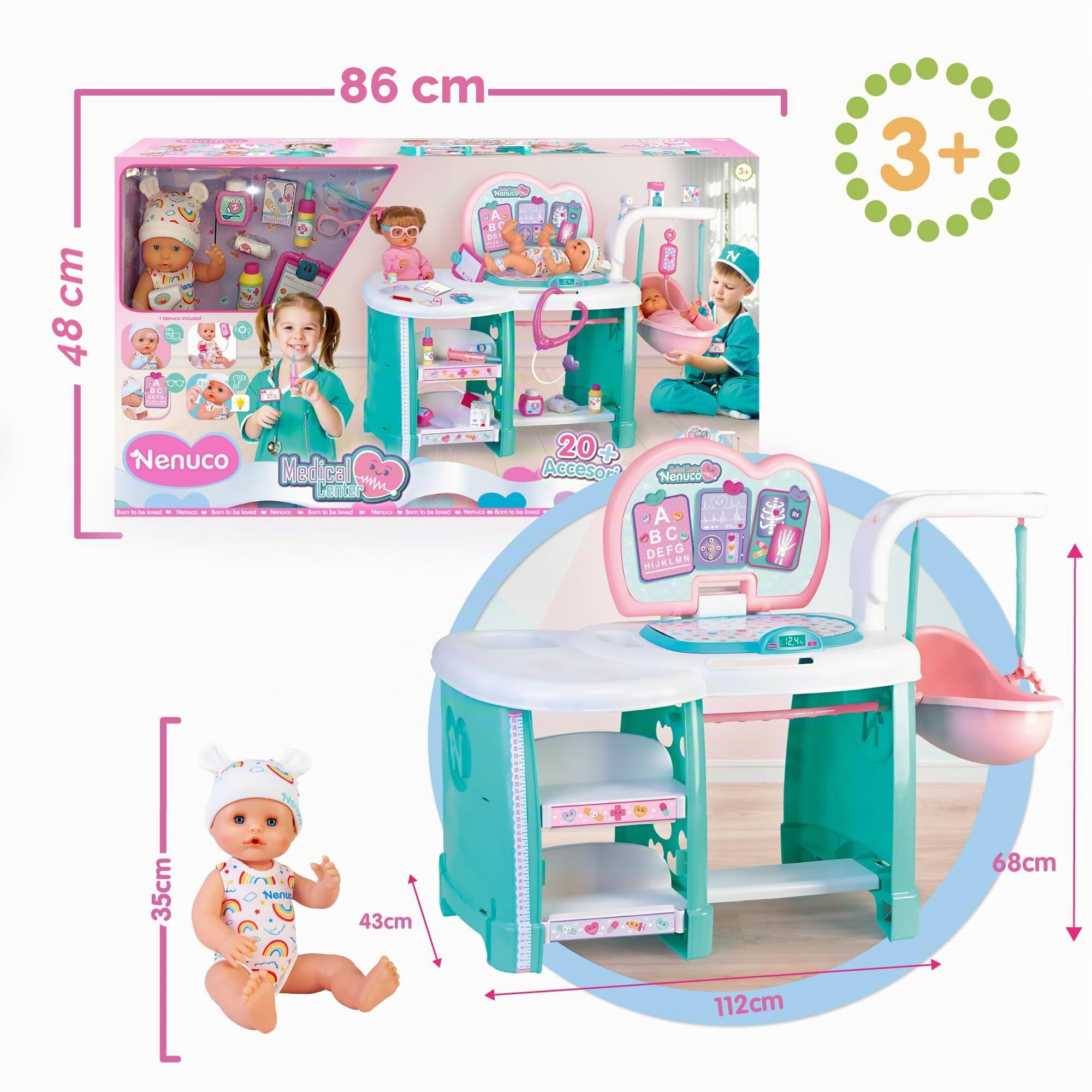 Nenuco Medical Center Bambola 35 cm con 20 Accessori