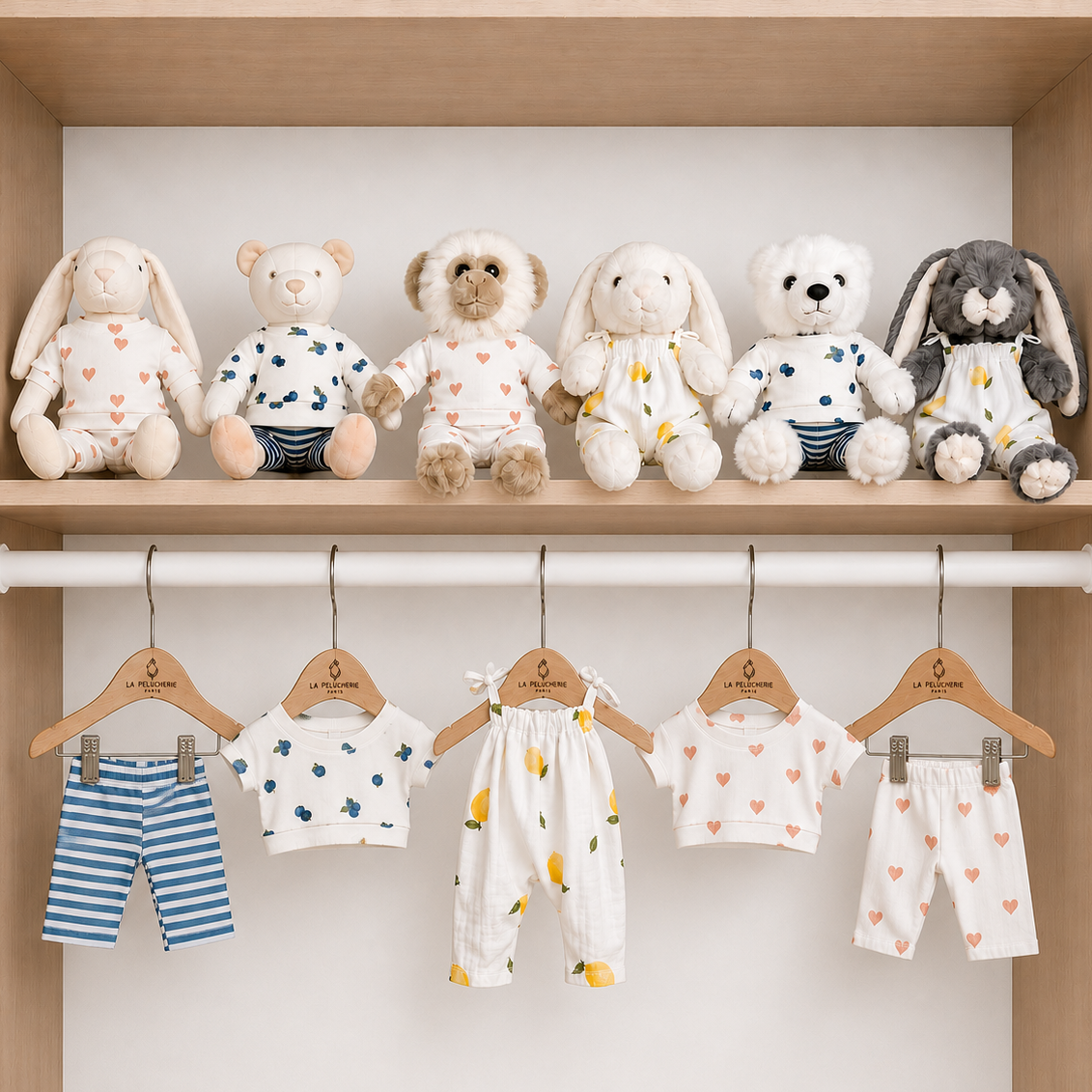 La Pelucherie Wardrobe Set Mirtillo vestito peluche top blu