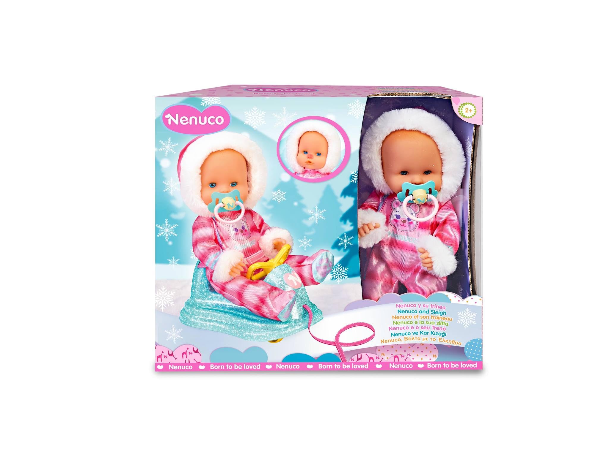 Nenuco Bambole NFN59000 bambola 35 cm con slitta rosa