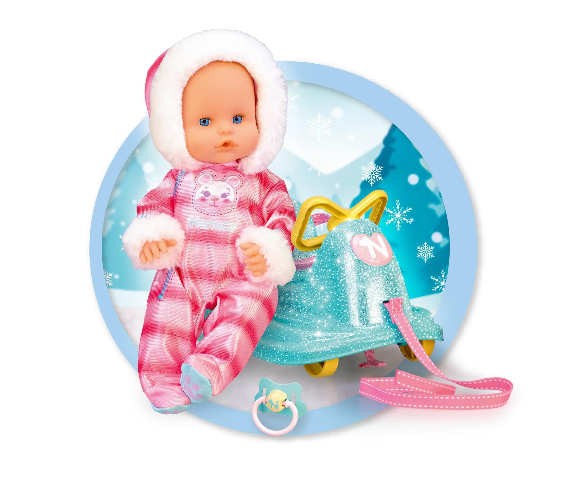 Nenuco Bambole NFN59000 bambola 35 cm con slitta rosa