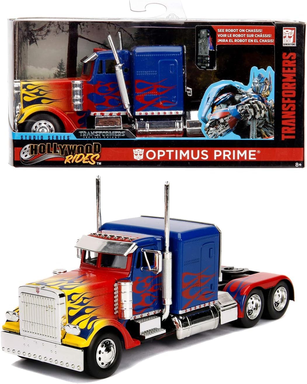 Jada Transformers T1 Optimus Prime macchinina die-cast 1:32 rosso blu