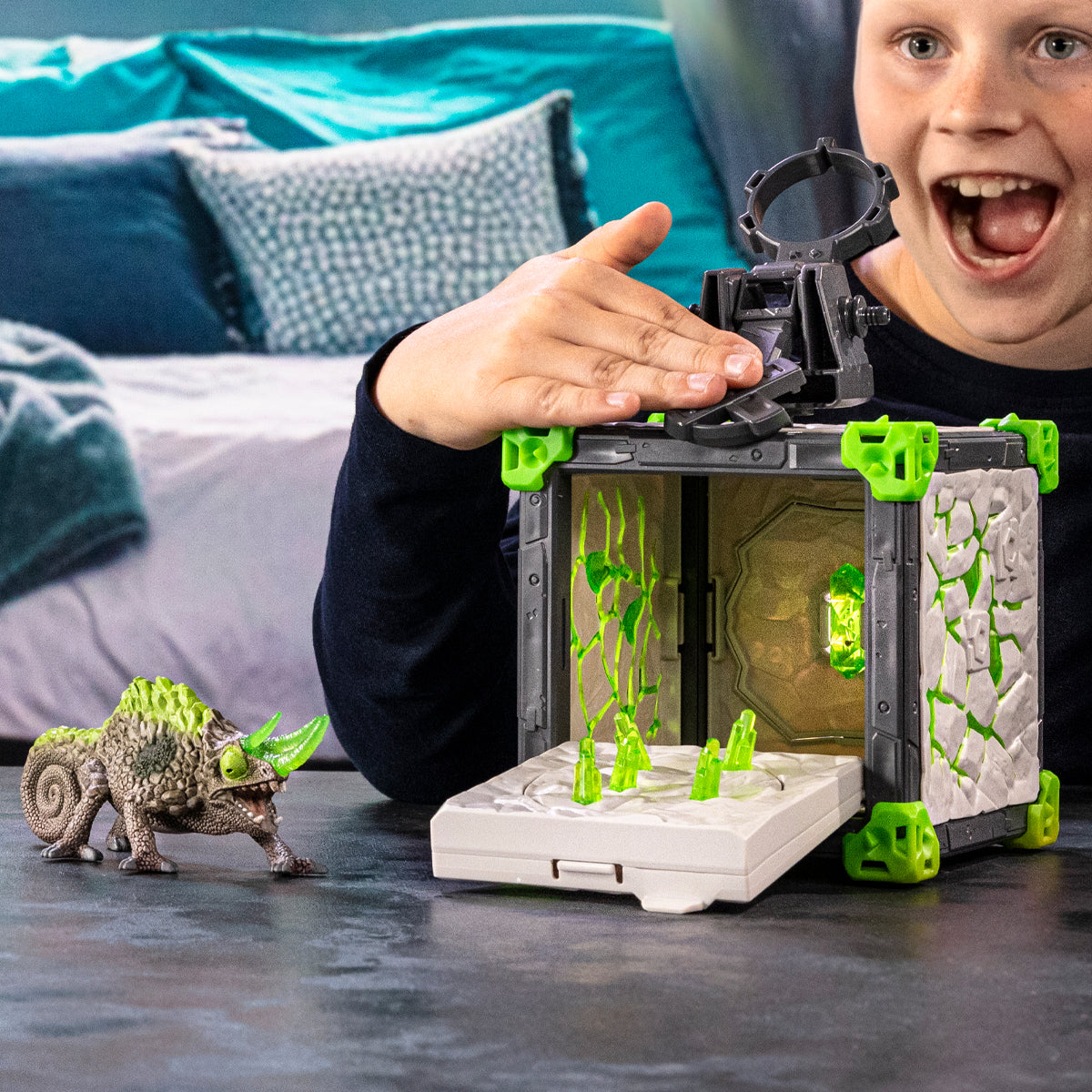 Schleich Eldrador BattleCave Camaleonte di pietra playset catapulta