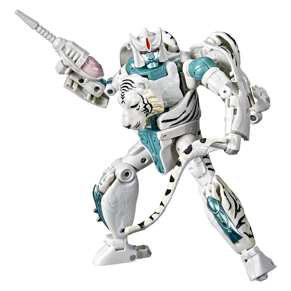 Transformers Kingdom Tigatron action figure Voyager tigre bianca