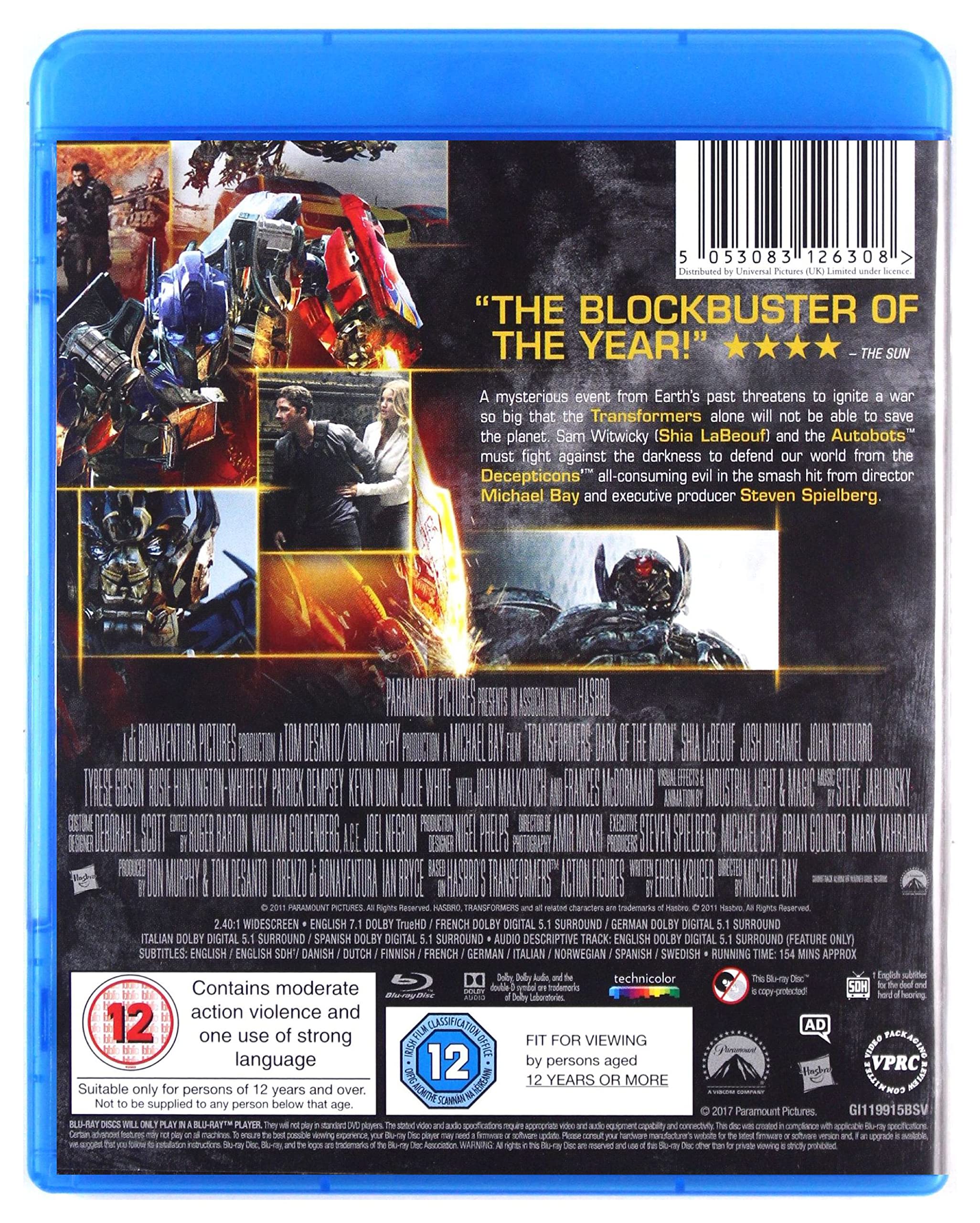 Transformers Dark of the Moon DVD edizione Regno Unito italiano