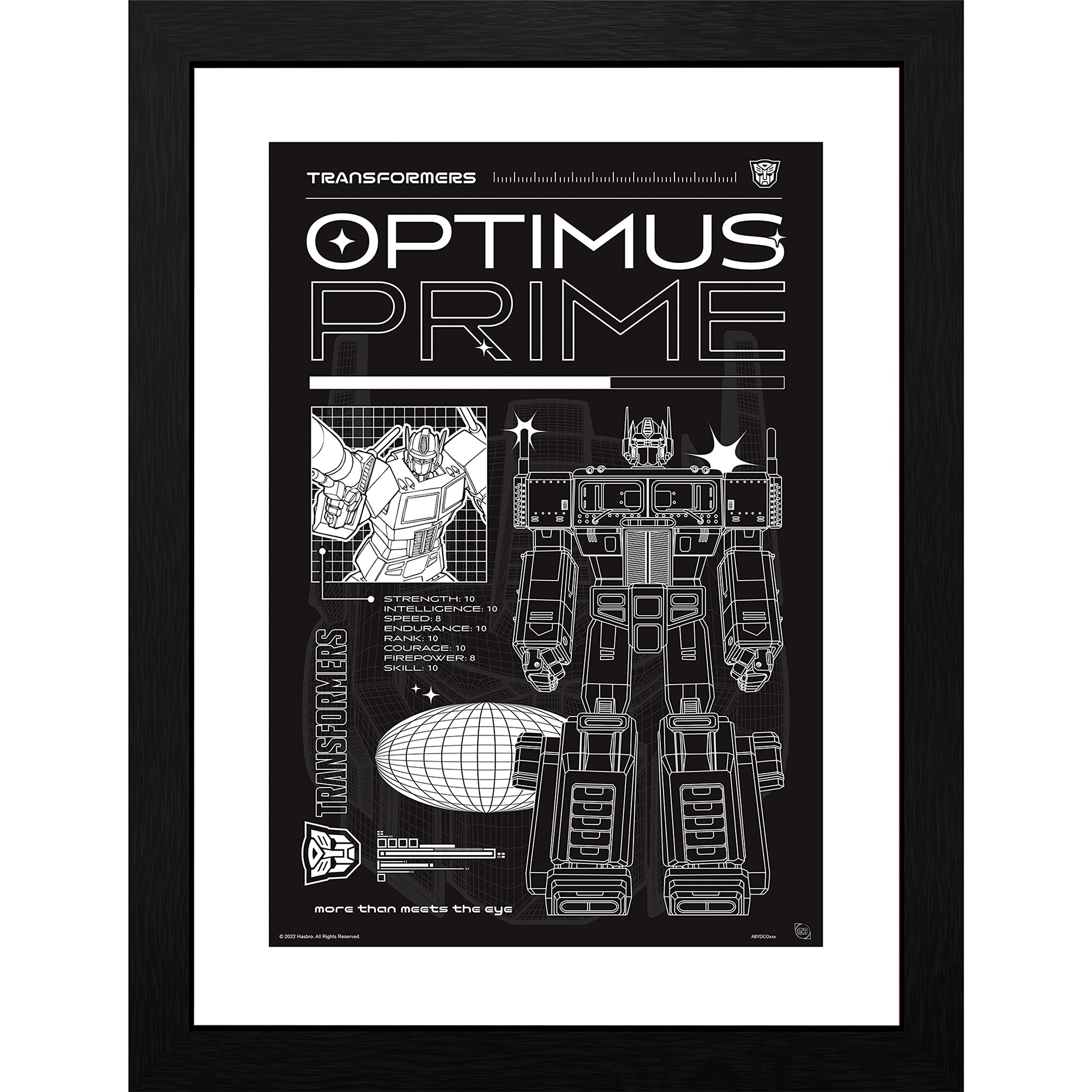 Transformers Optimus Disegno incorniciato schema 30,5x40,6 cm