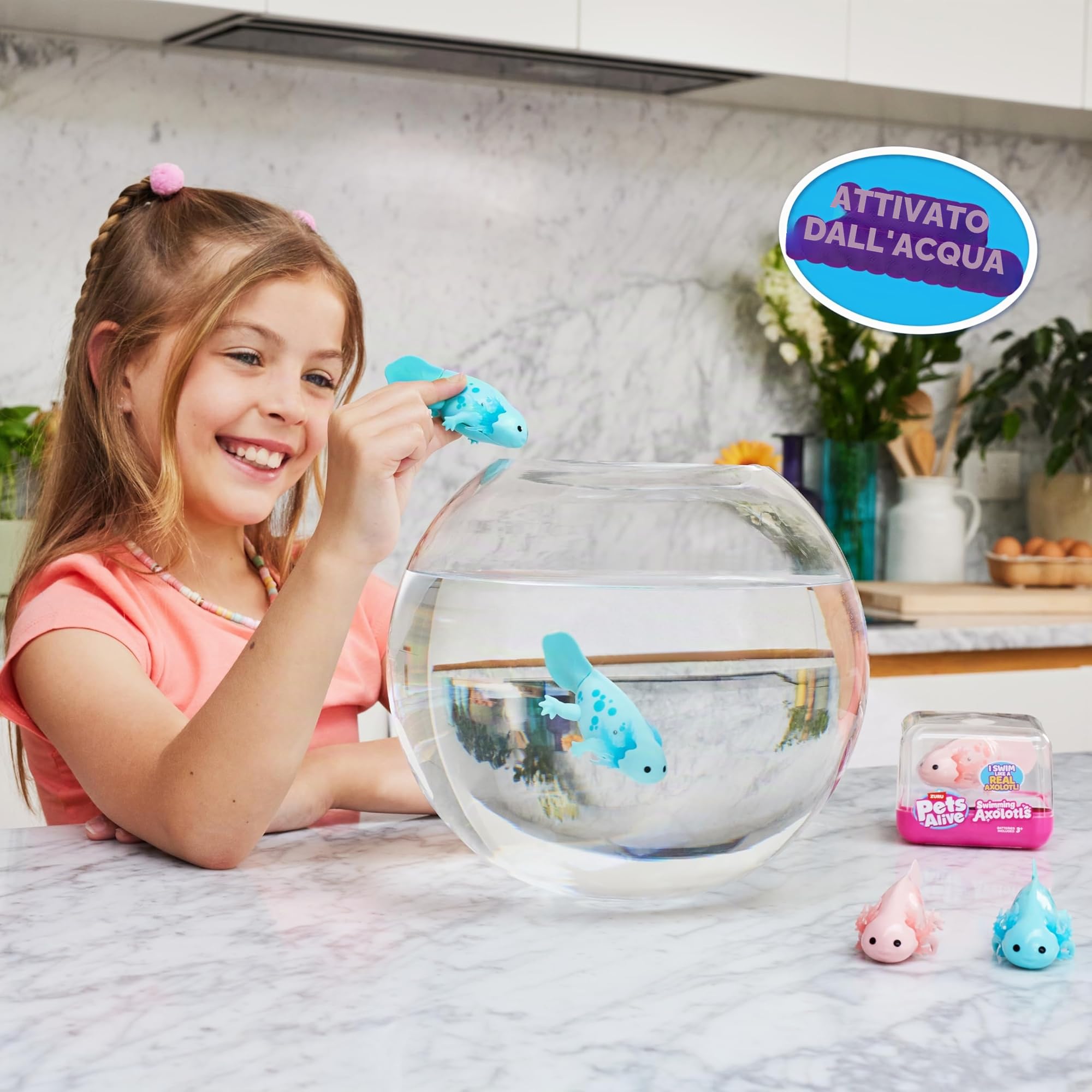 Pets Alive Swimming Axolotls giocattolo acqua 2 pezzi rosa verde