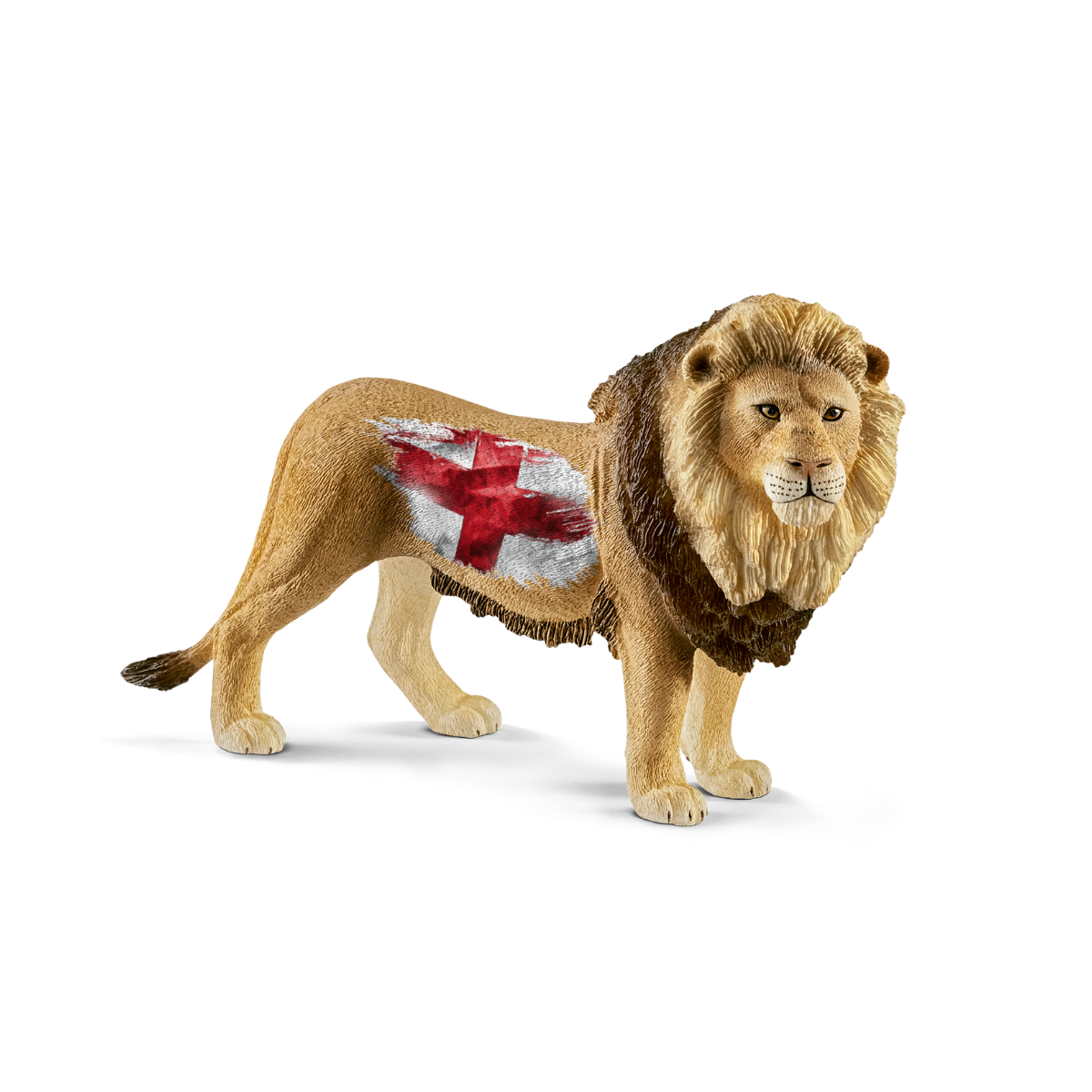 Schleich Wild Life Lion England statuina leone bianco rosso