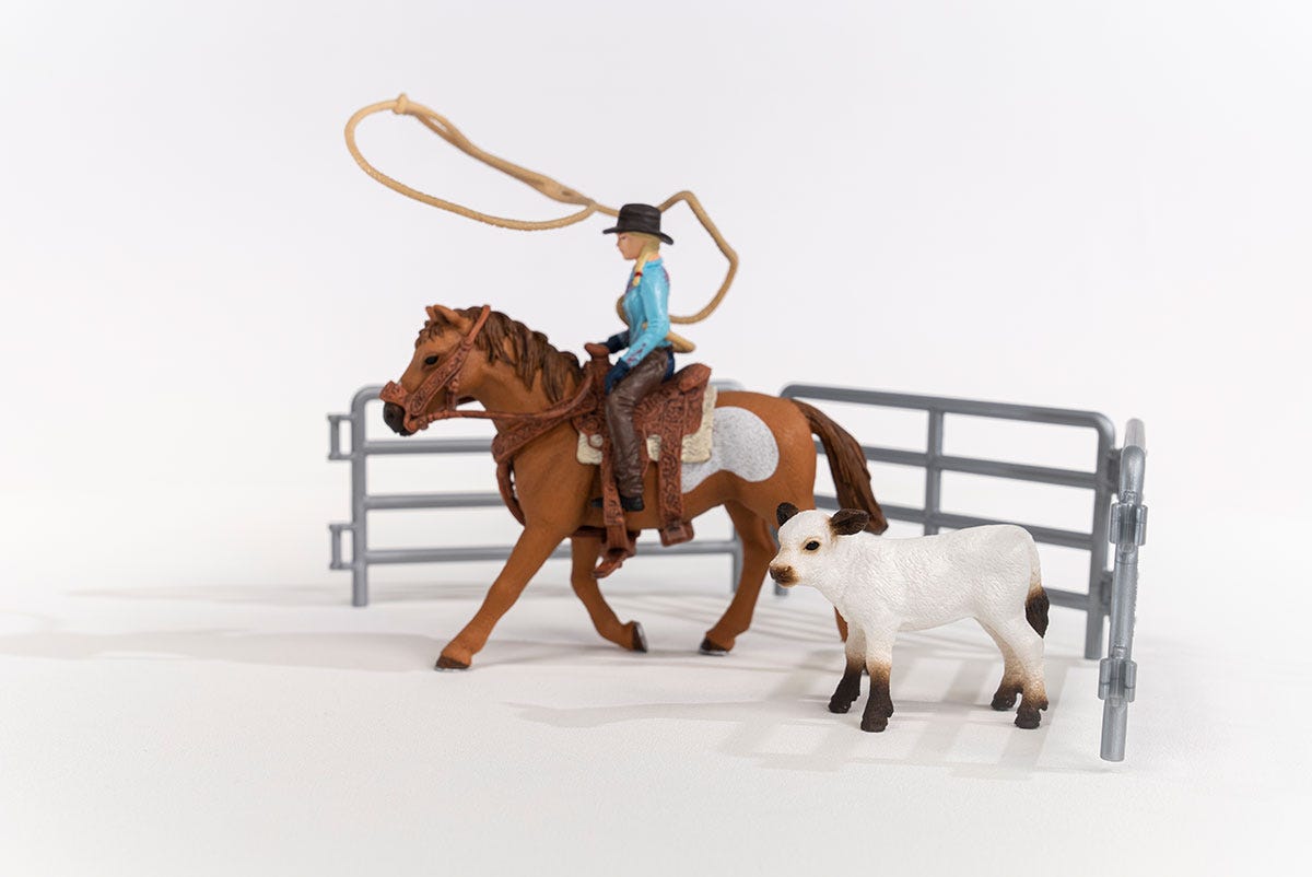 Schleich Horse Club Team Roping Cowgirl 42577 set cavallo