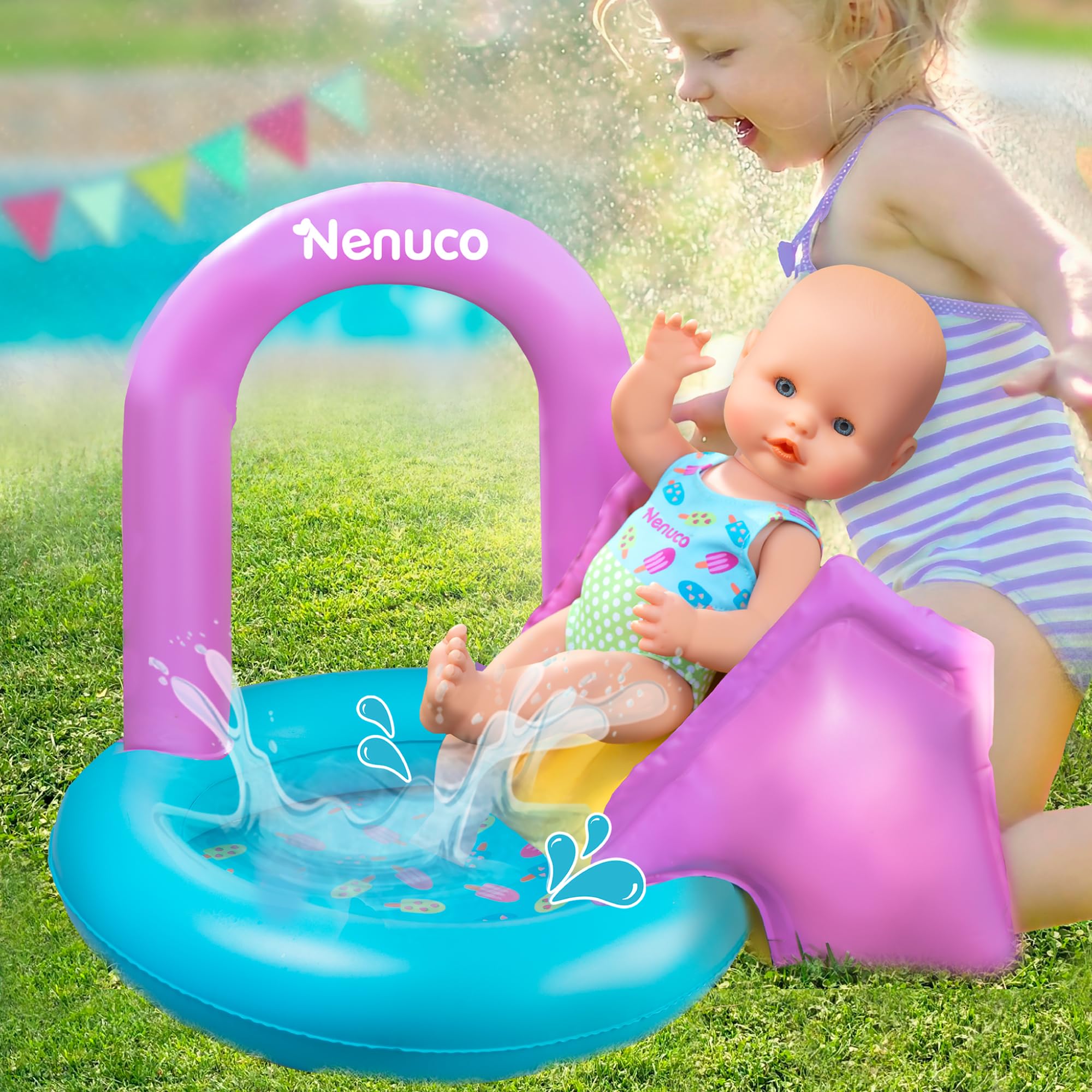 Nenuco Pool Party Festa in Piscina Bambola 35 cm con Scivolo