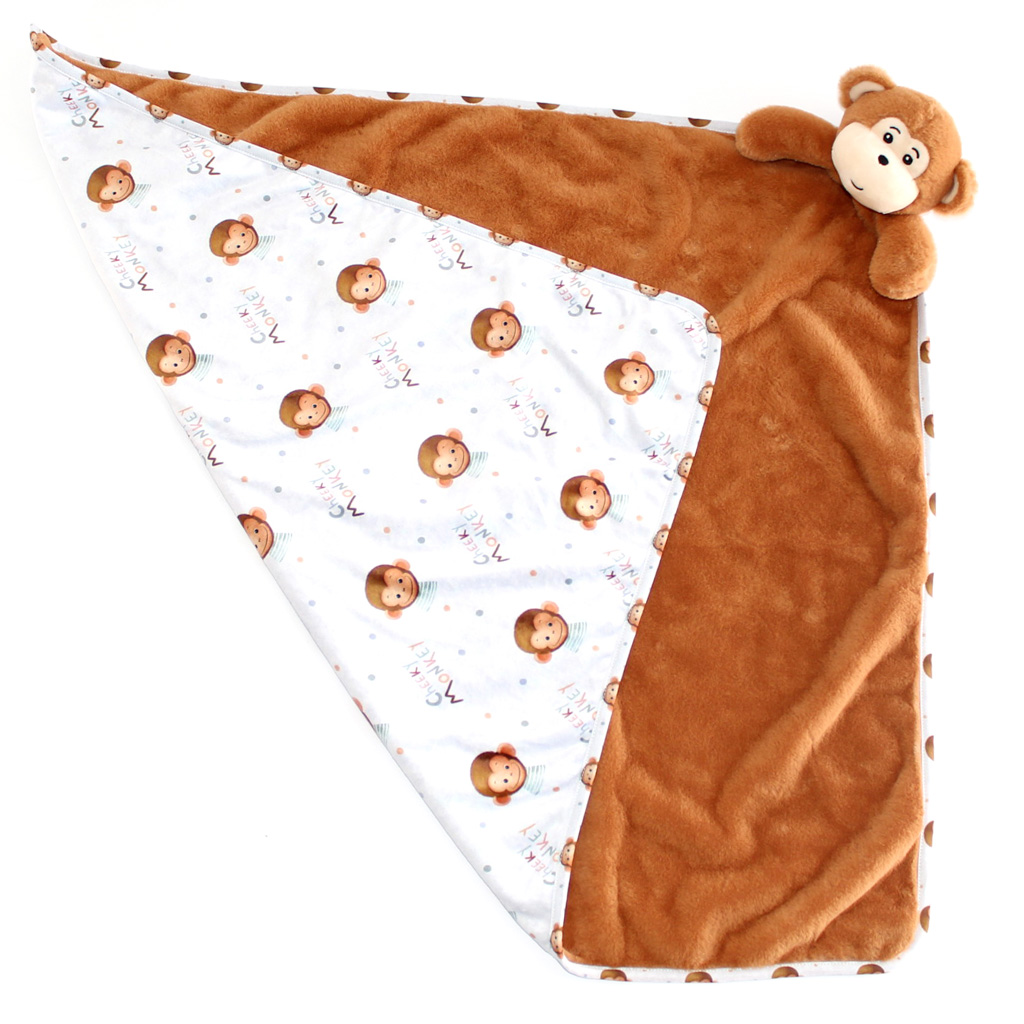 Cubbies Blankies Monkey Blanket Large doudou scimmia marrone