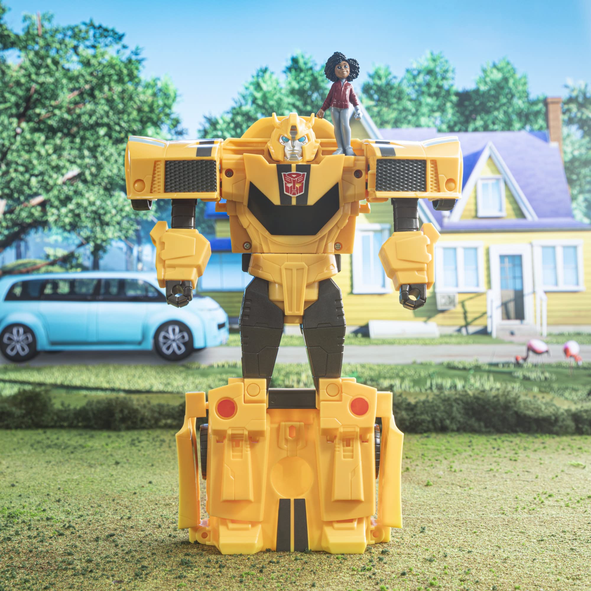 Transformers EarthSpark Bumblebee action figure auto 20 cm con Mo Malto