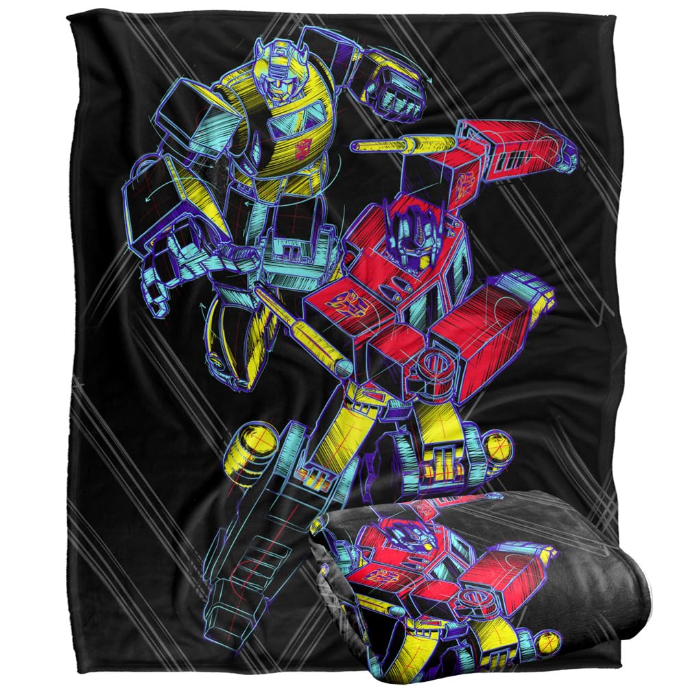 Transformers Sketchy Optimus e Bumblebee coperta pile 152x127 cm