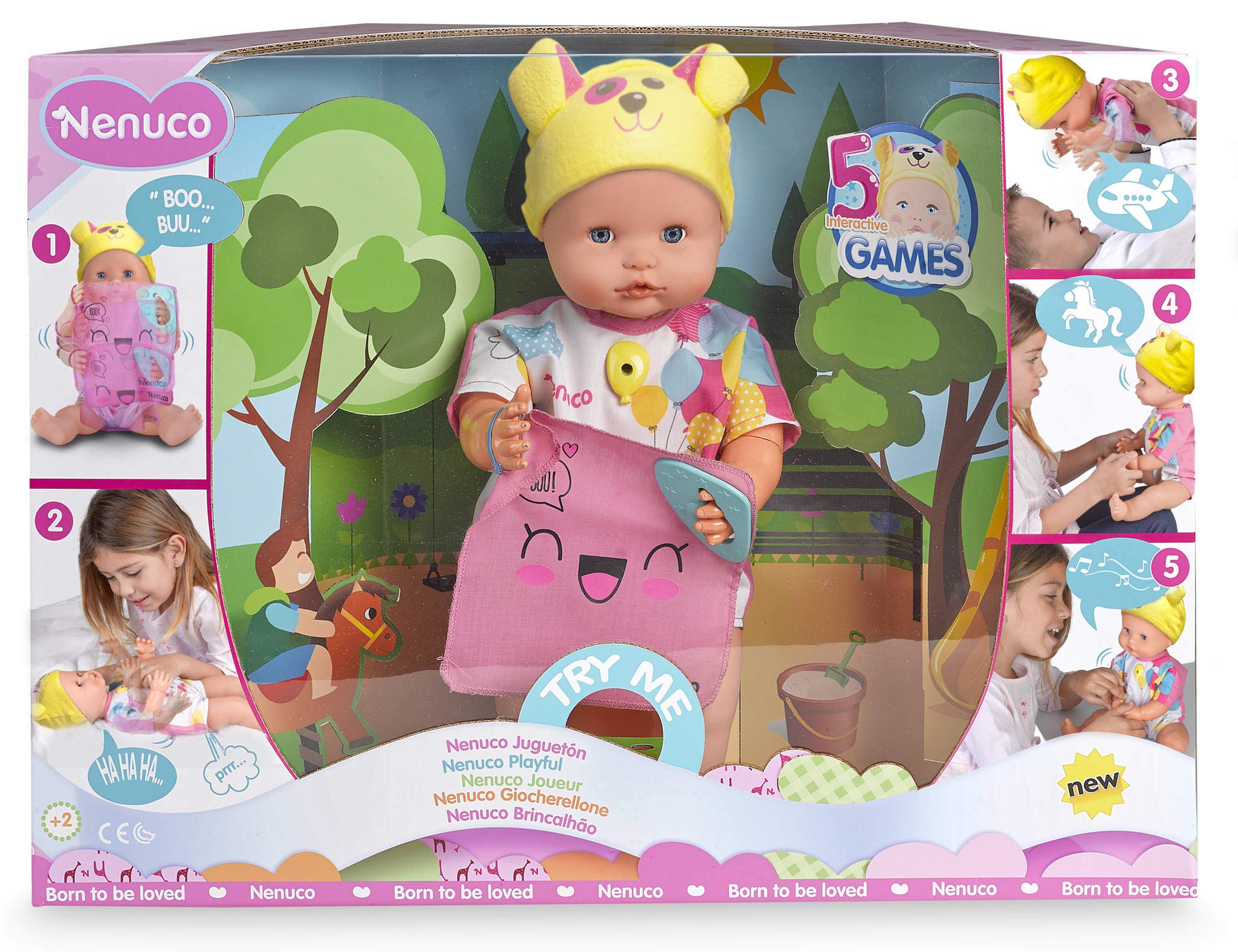 Nenuco Bambolotto interattivo 5 giochi bambola 42 cm con coperta